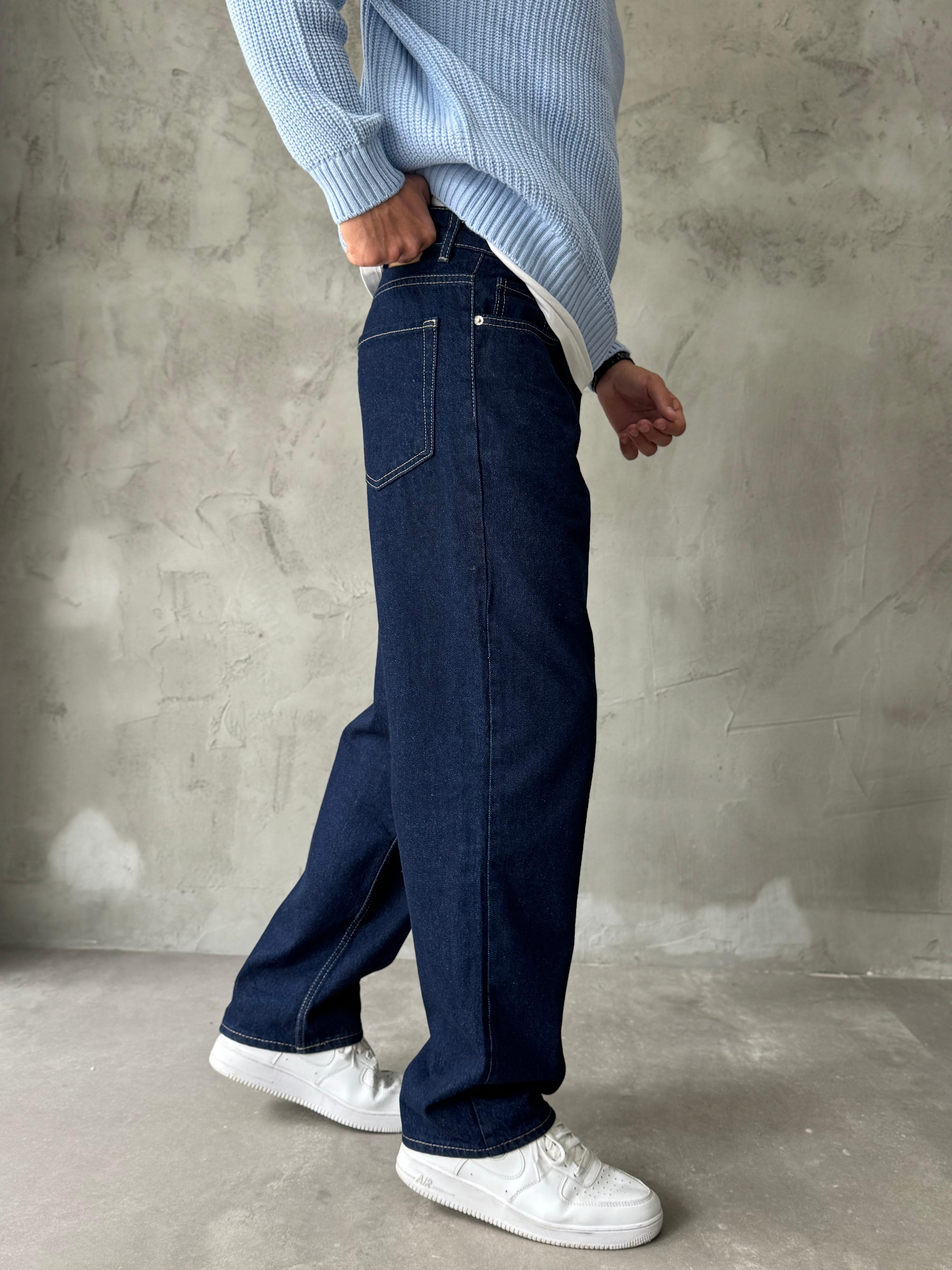 Lacivert Basic Premium Baggy Jean