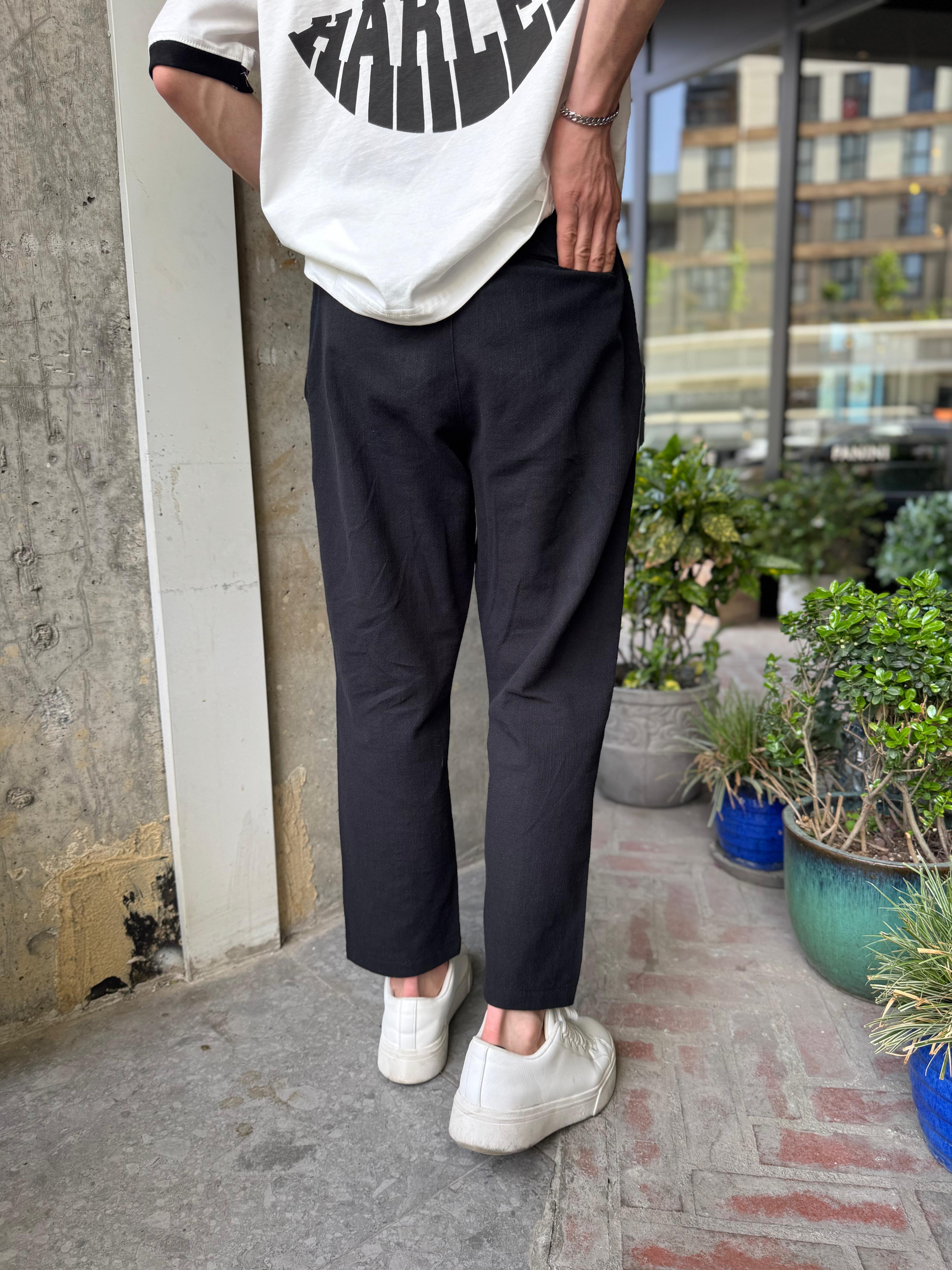 GİESTO BOYFRİEND KALIP KETEN PANTOLON - BEYAZ