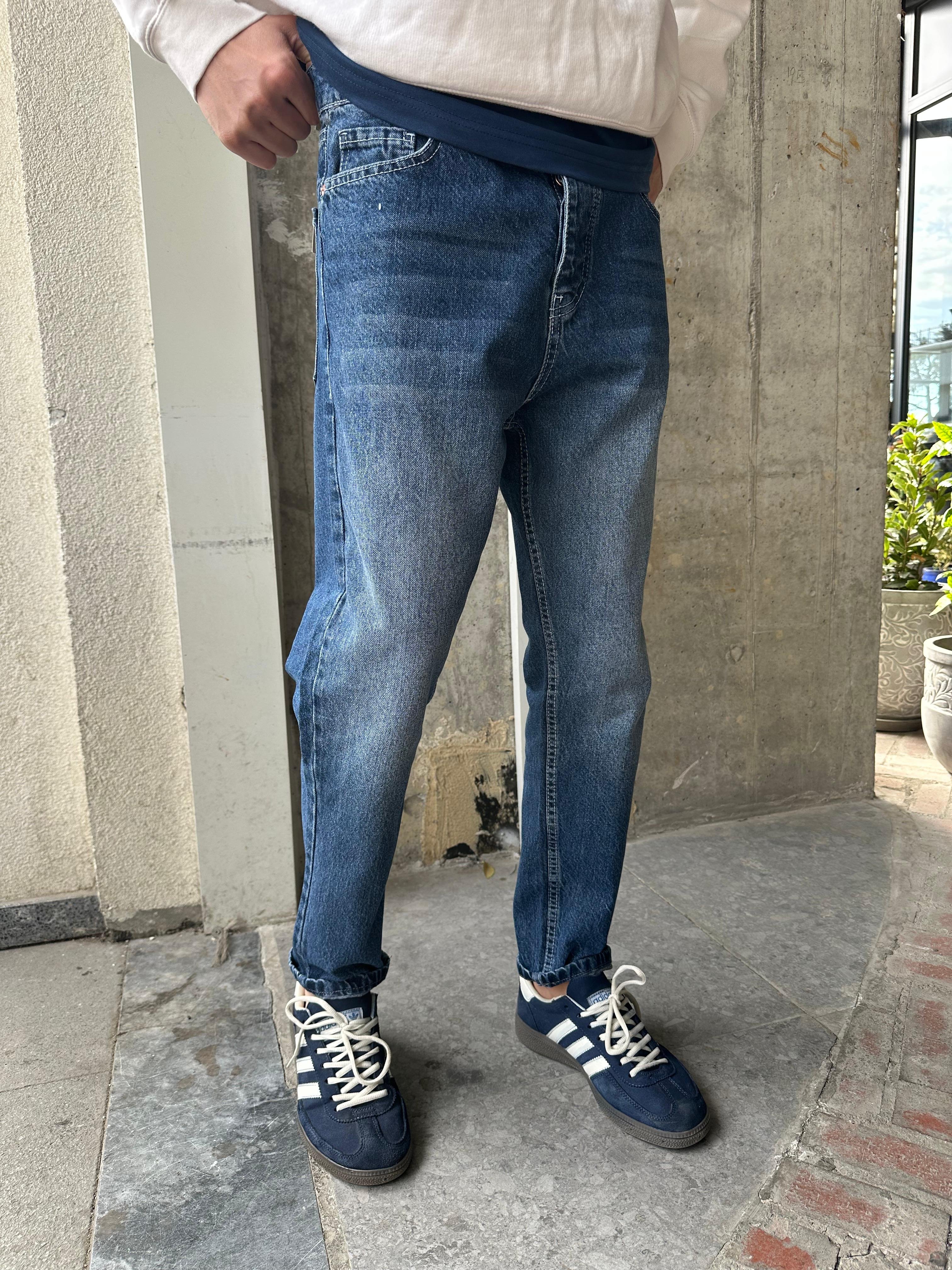 MAVİ EFEKTLİ BOYFRİEN JEAN - MAVİ
