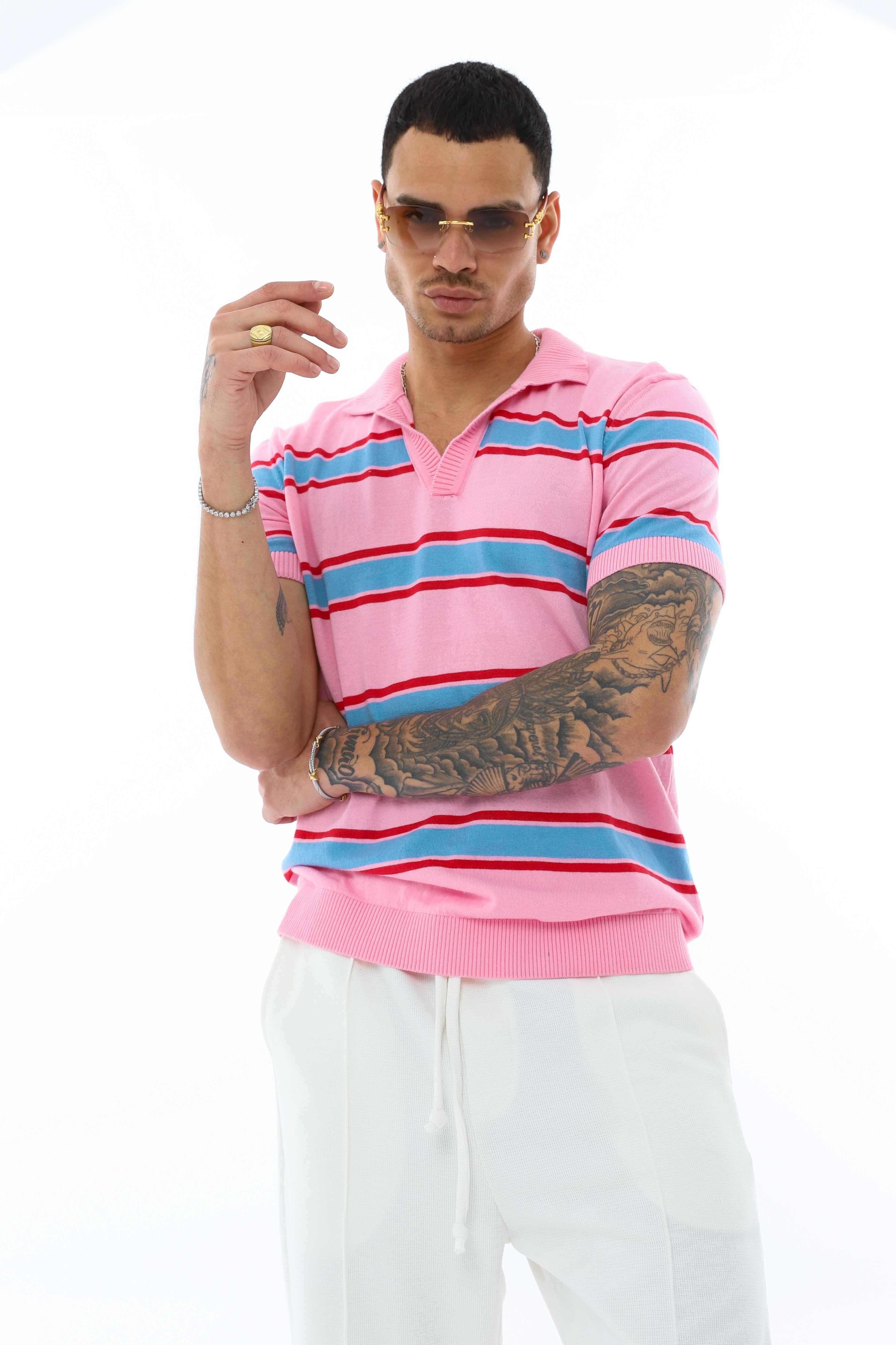 POLO YAKA TRİKO T-SHIRT - PEMBE