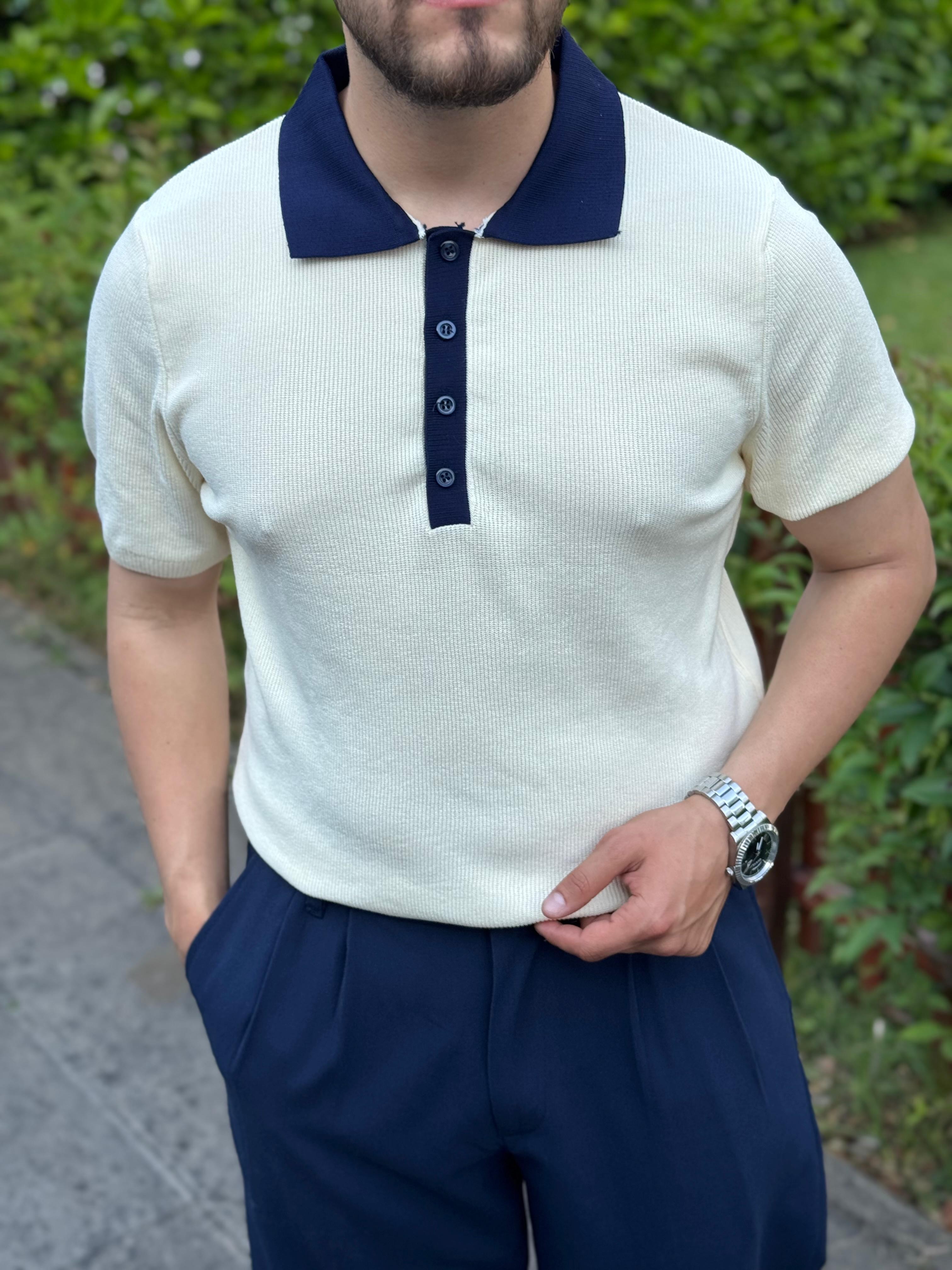 OLD MONEY POLO YAKA TRİKO - KREM