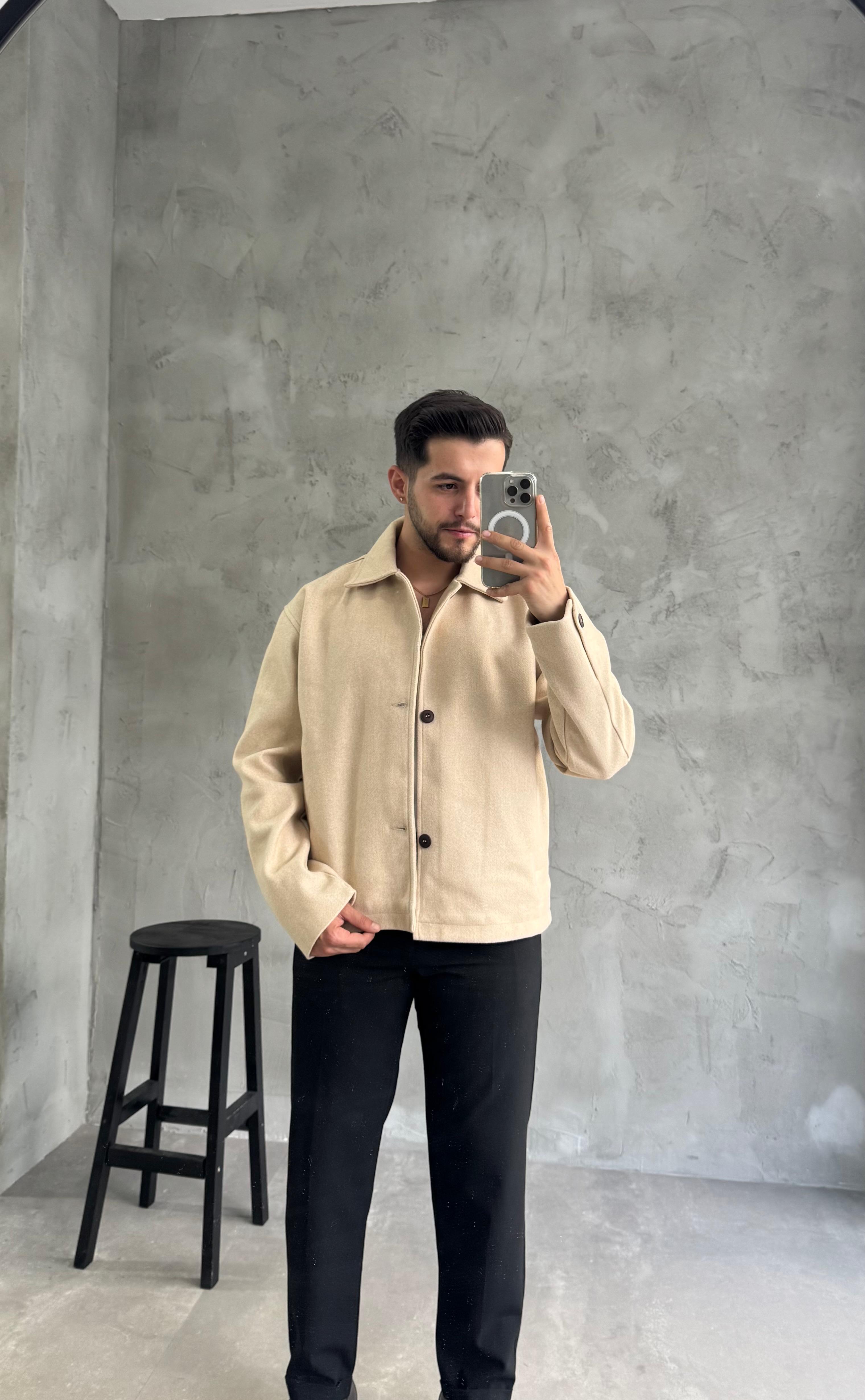 Bej Premium Kaşe Ceket