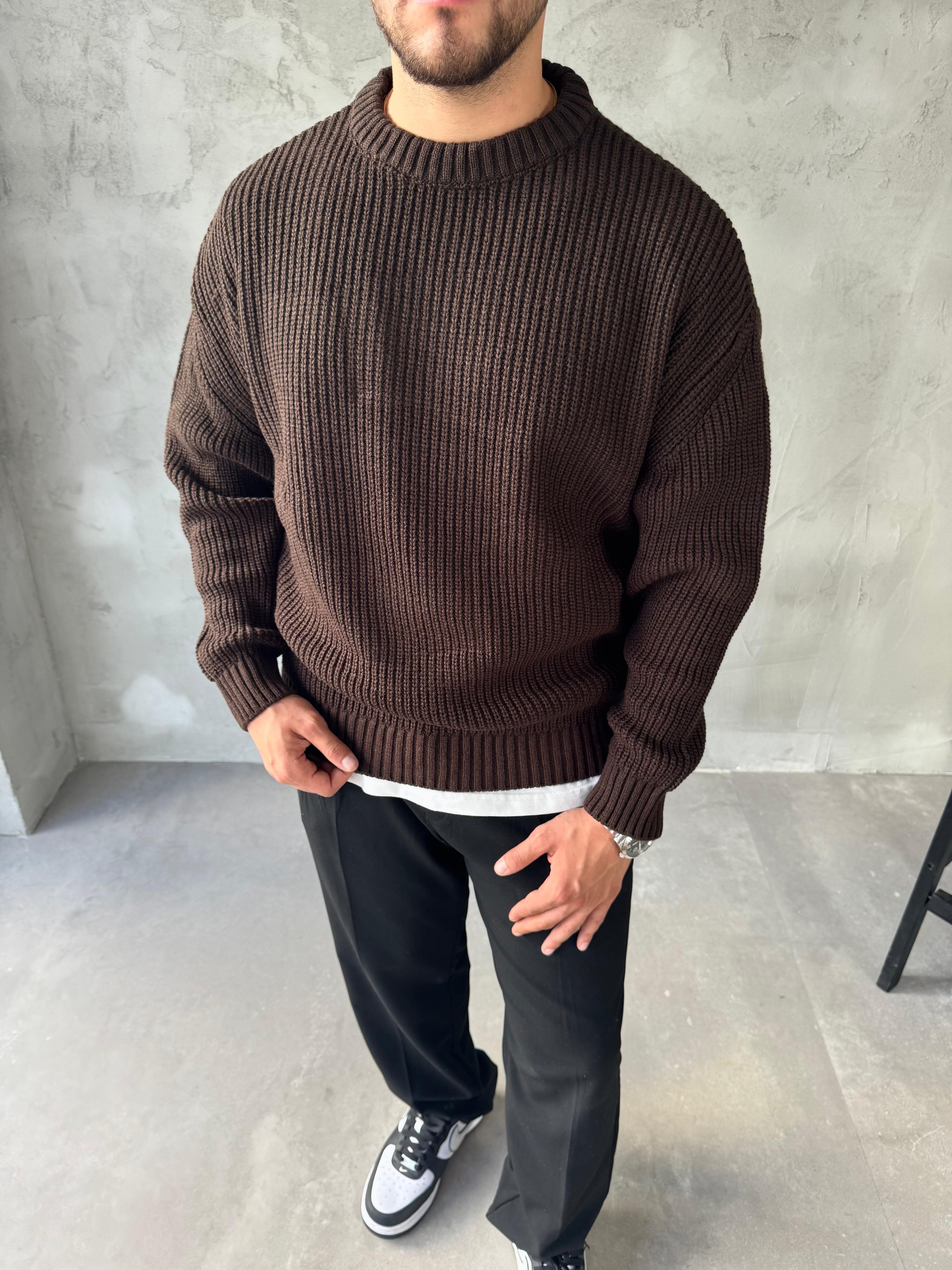 Kahve Basic Triko Kazak