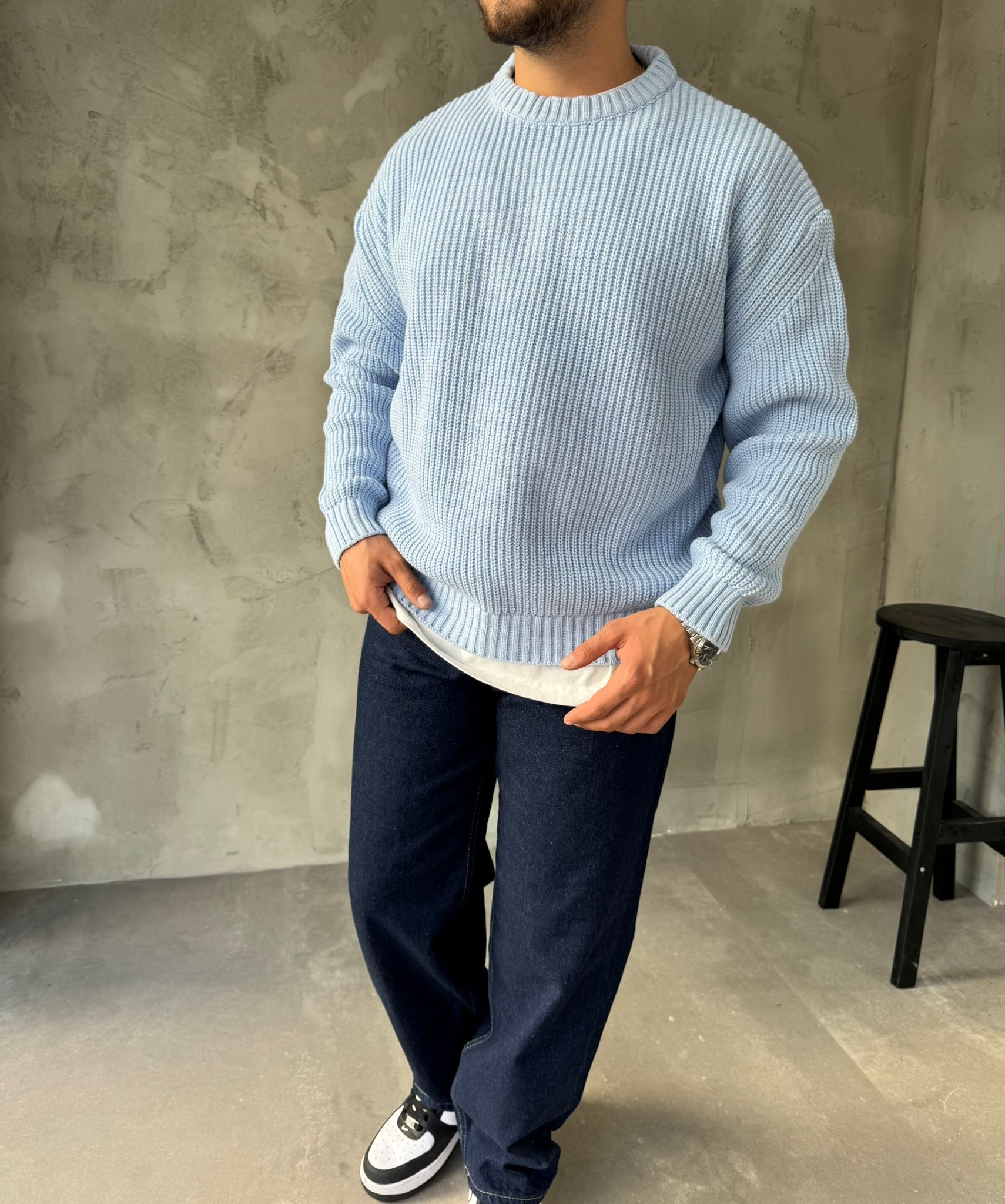 Bebe Mavi Basic Triko Kazak