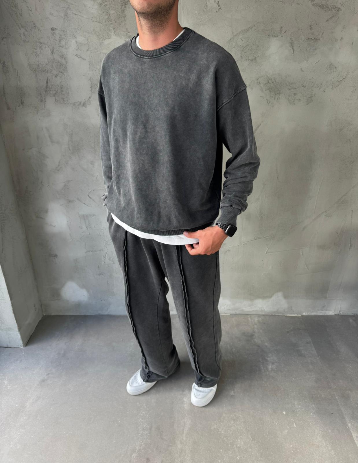 Antrasit Yıkamalı Oversize Eşofman Takımı