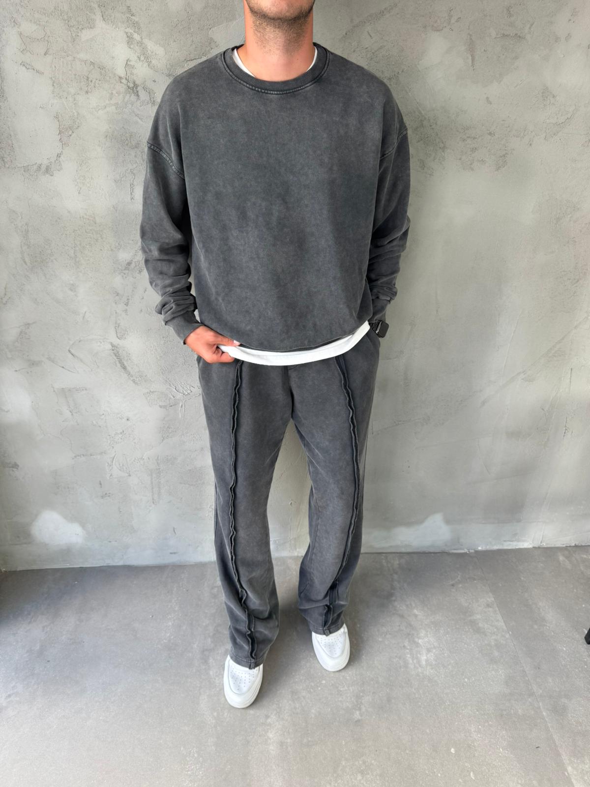 Antrasit Yıkamalı Oversize Eşofman Takımı