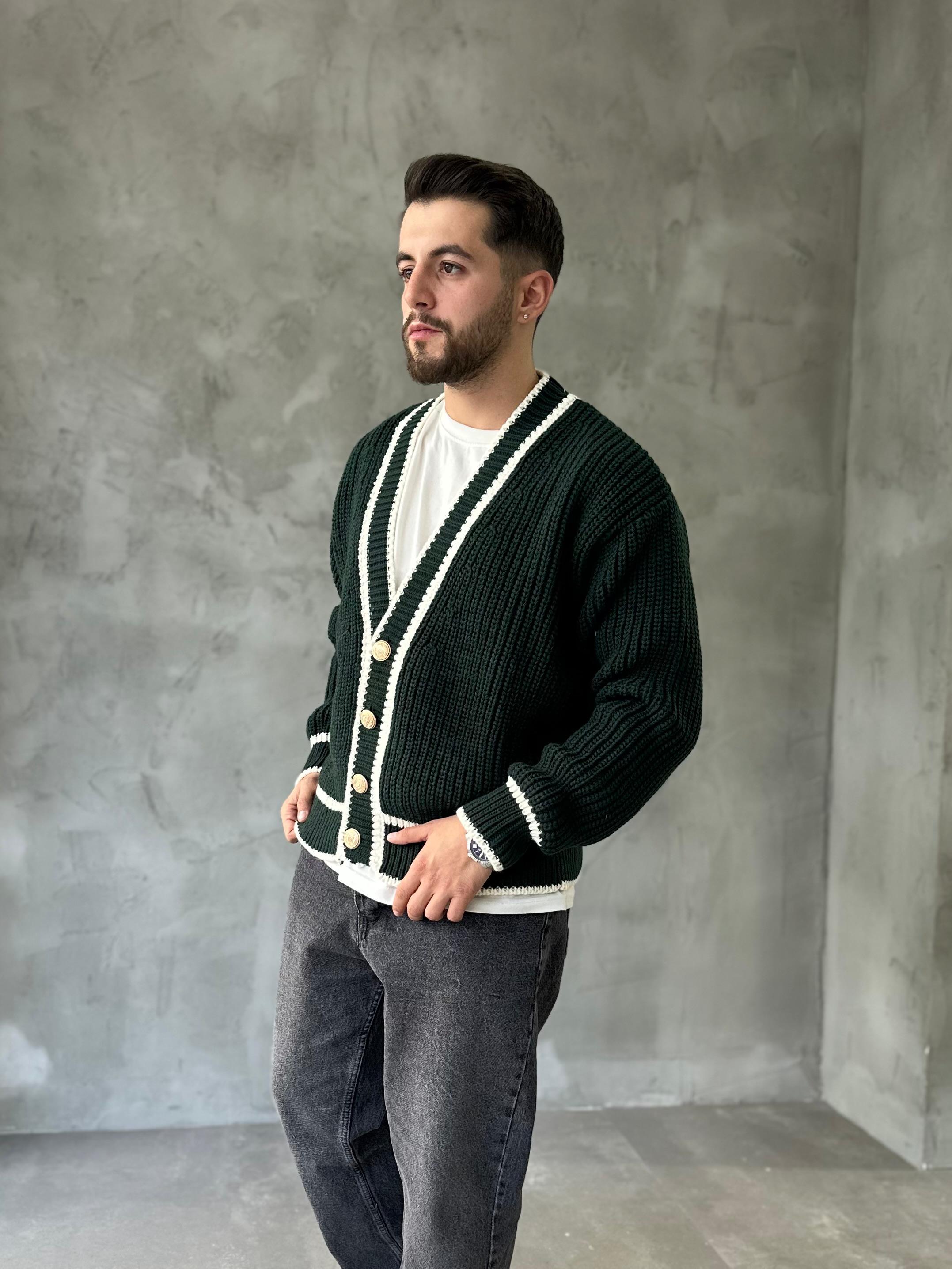 Giesto Özel Seri Old Money Haki Örme Hırka