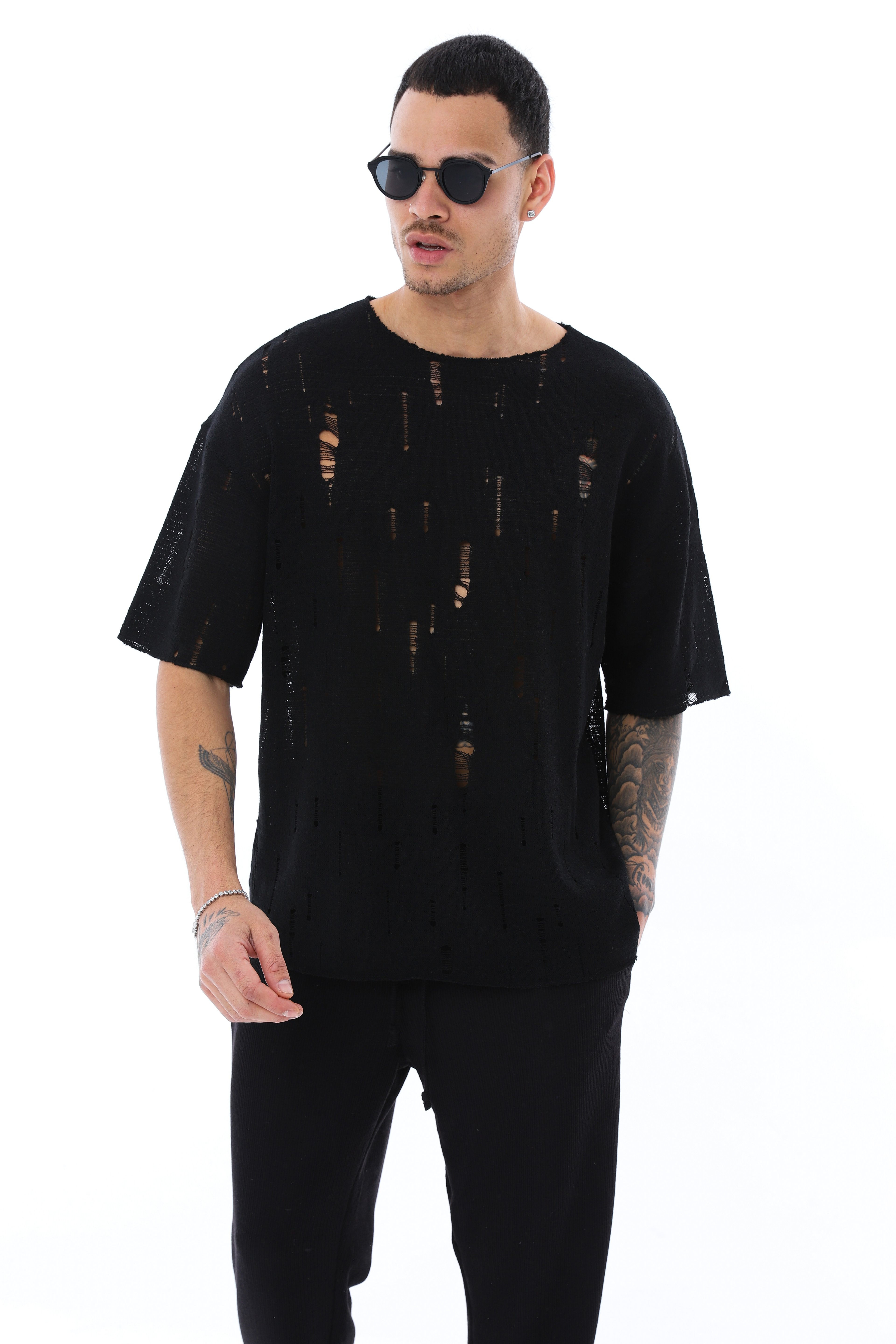 OVERSIZE  YIRTIK DETAYLI T-SHIRT