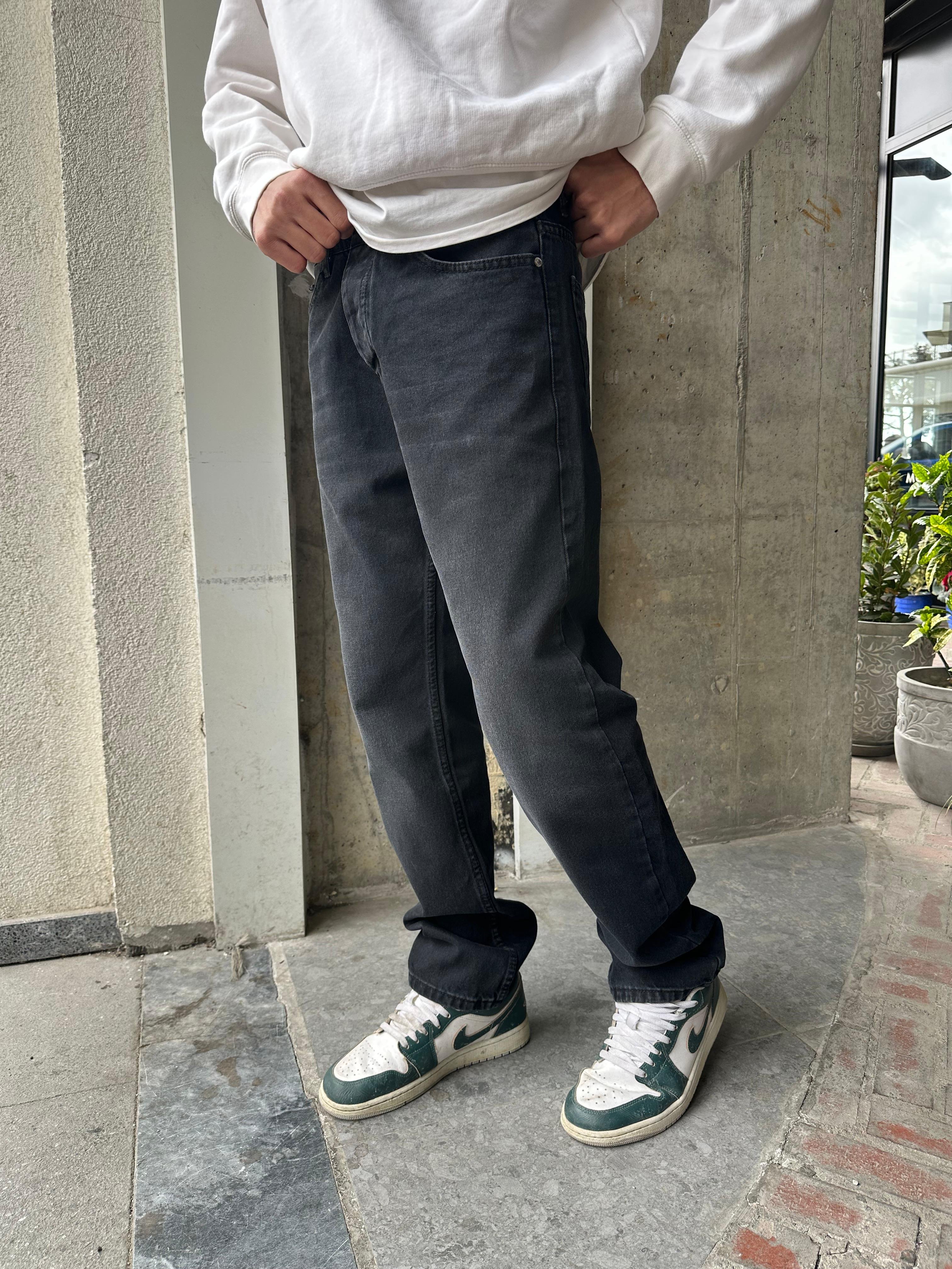 ANTRASİT TAŞLANMIŞ PREMİUM BAGGY KALIP JEAN