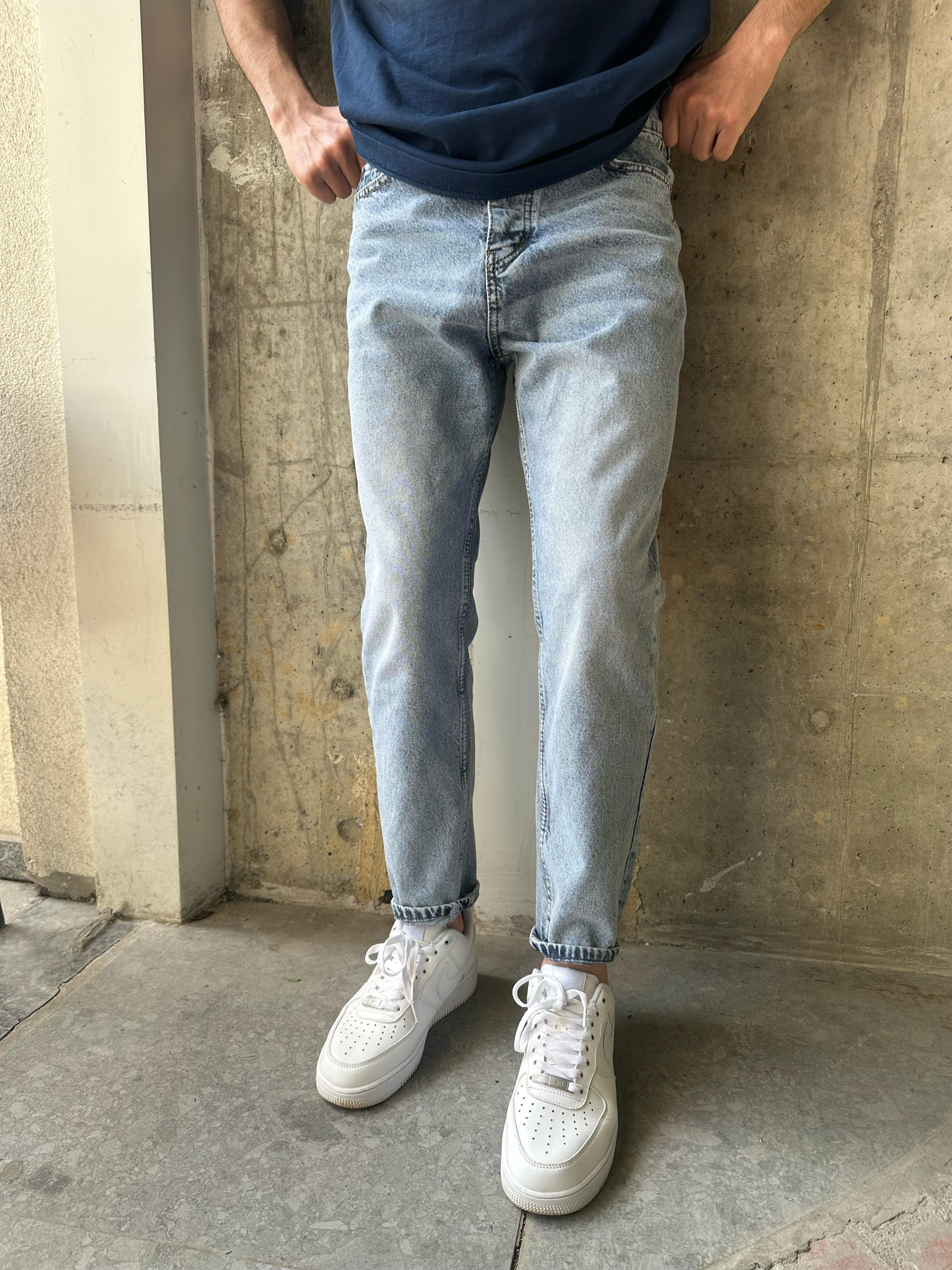 BUZ MAVİ YIKAMALI BOYFRİEND JEAN - MAVİ