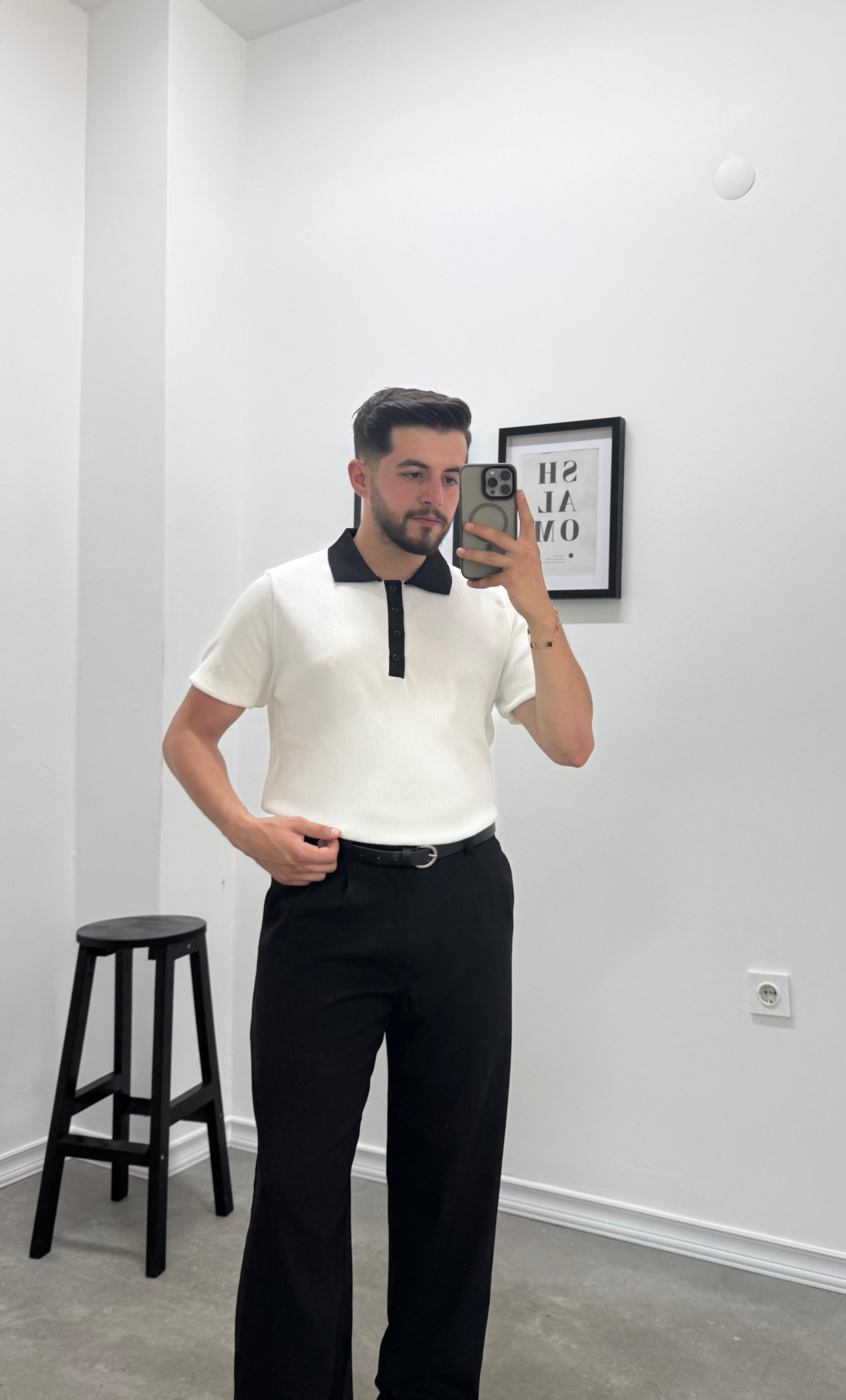 OLD MONEY POLO YAKA TRİKO - BEYAZ