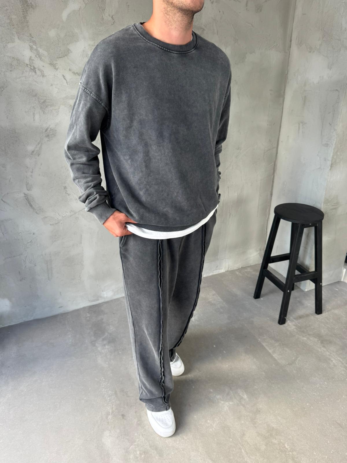 Antrasit Yıkamalı Oversize Eşofman Takımı