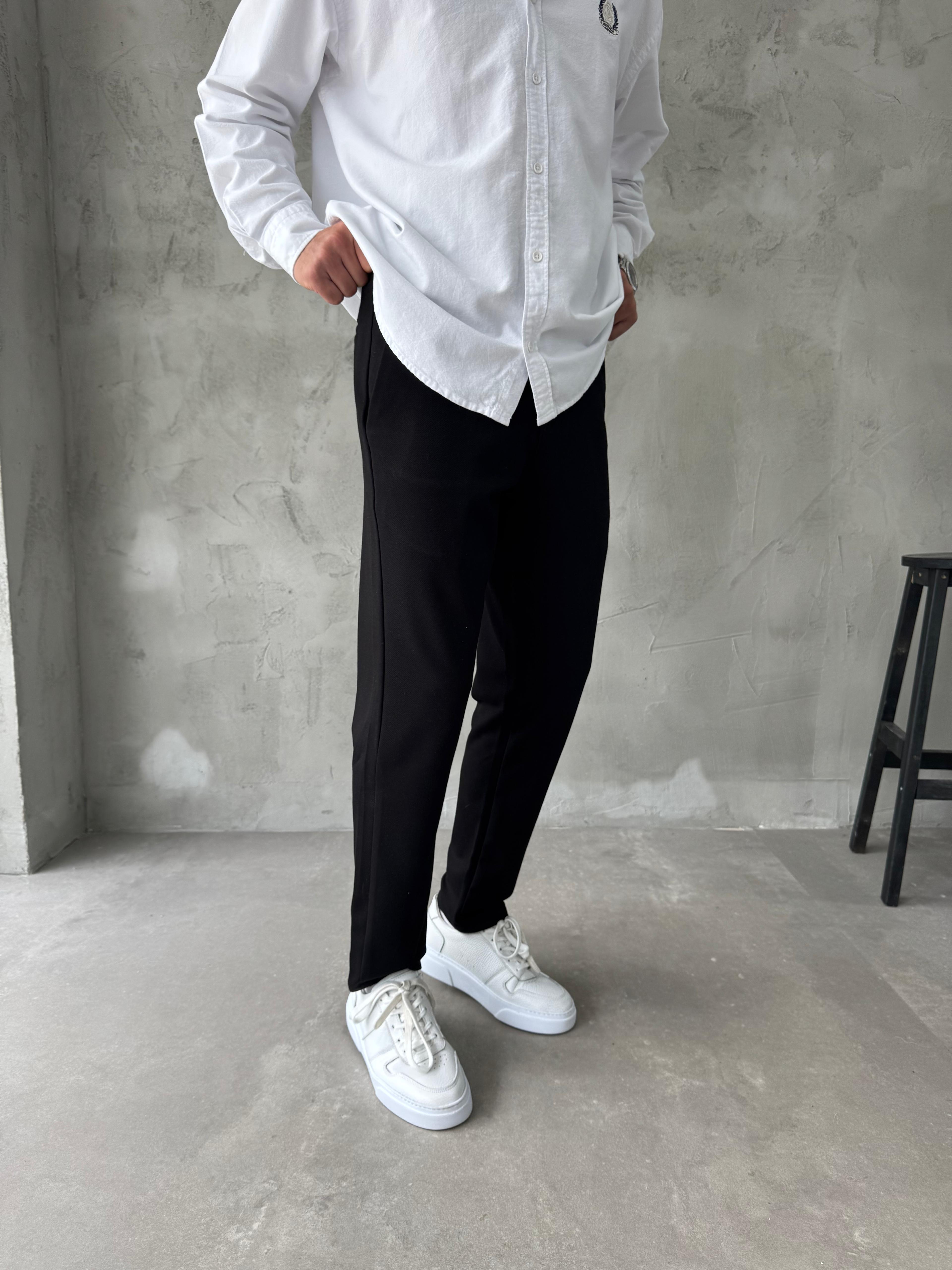 Giesto Siyah Gabardin Kumaş Regular Kalıp Pantolon