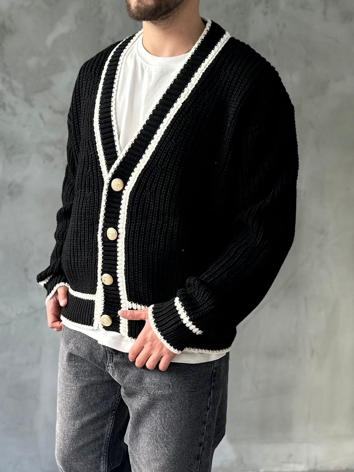 Giesto Özel Seri Old Money Siyah Örme Hırka