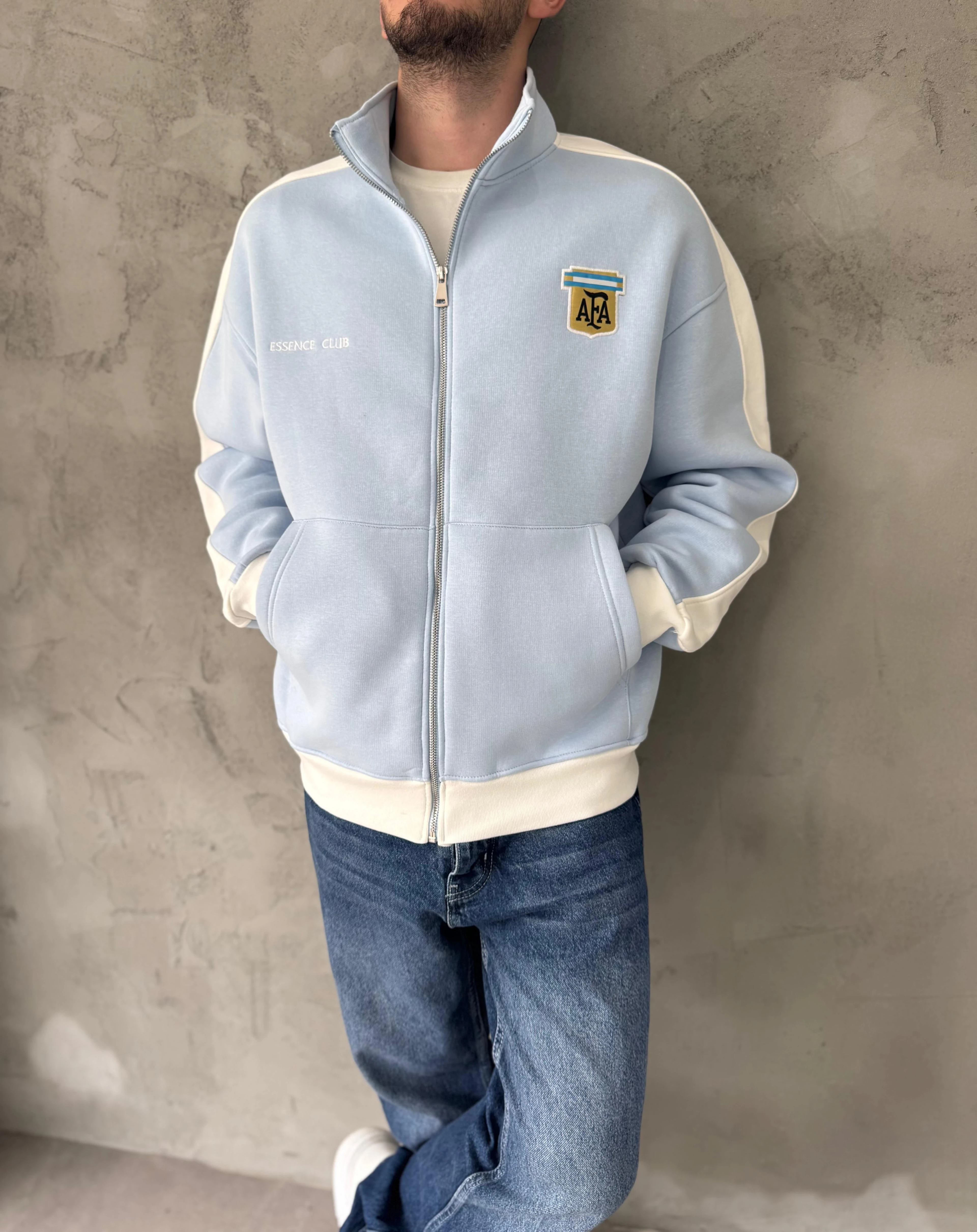 Retro Argentina Fermuarlı Oversize Sweatshirt