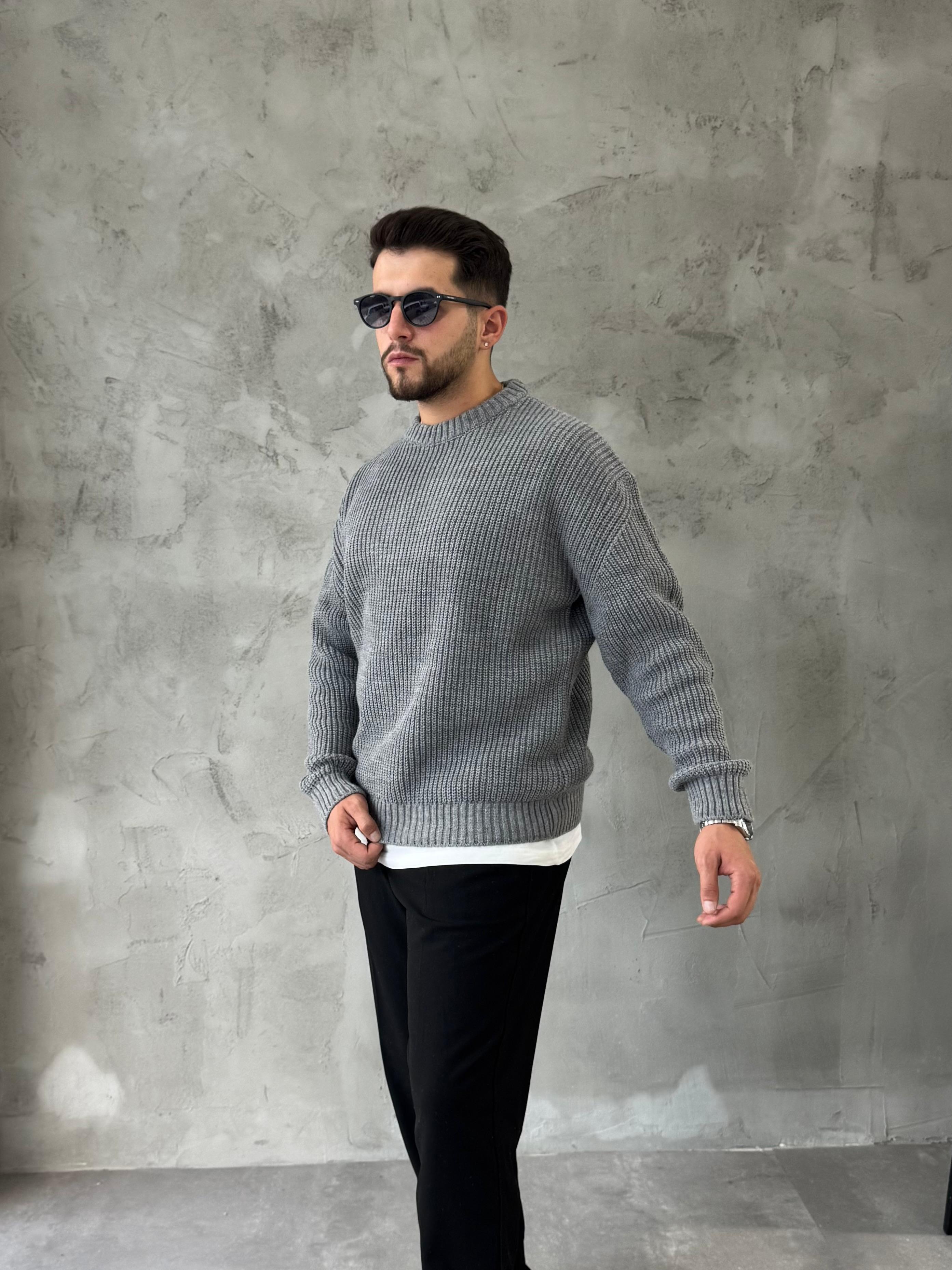 Gri Basic Triko Kazak