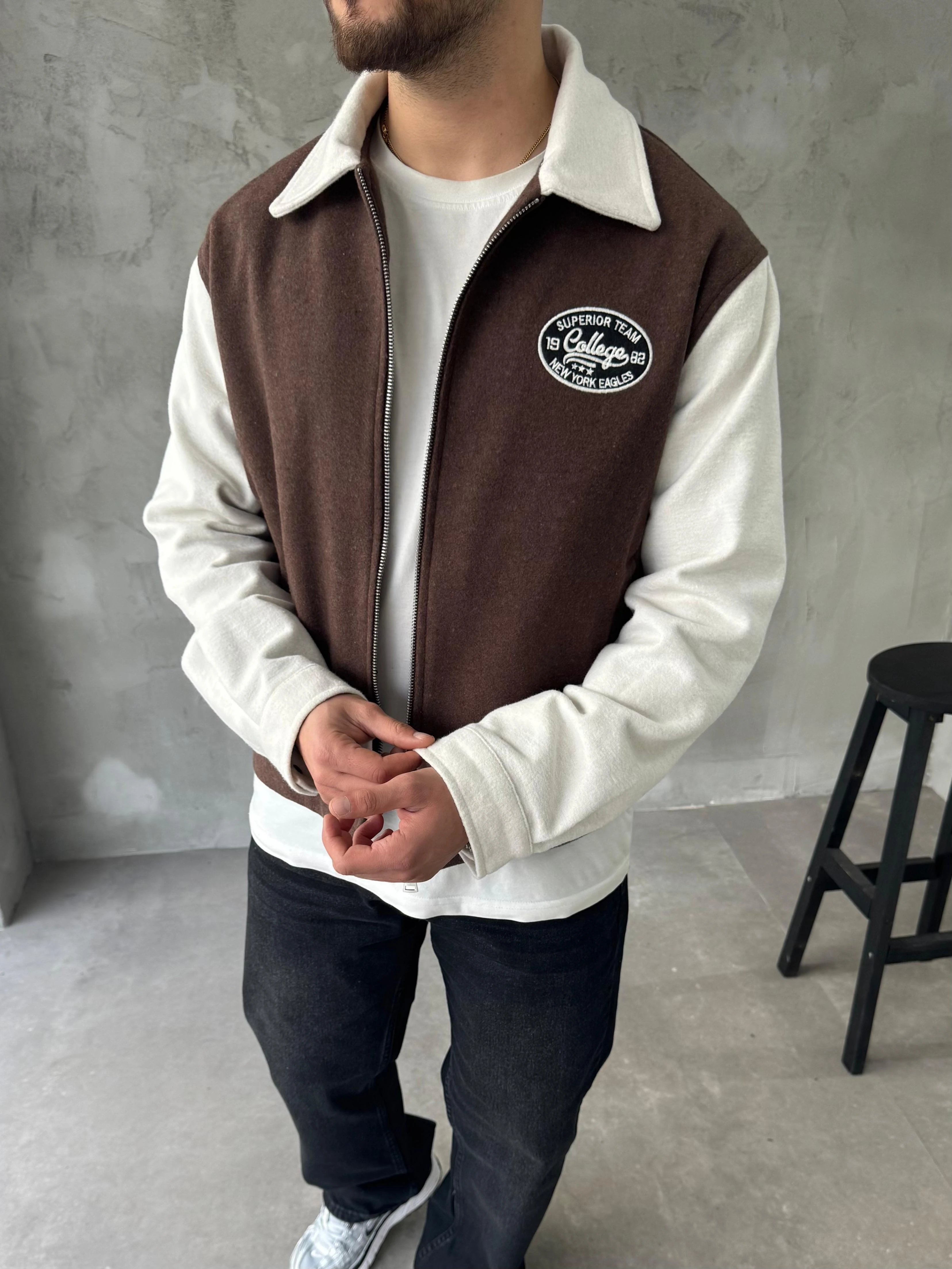 Kahve Oversize Kolej Ceket