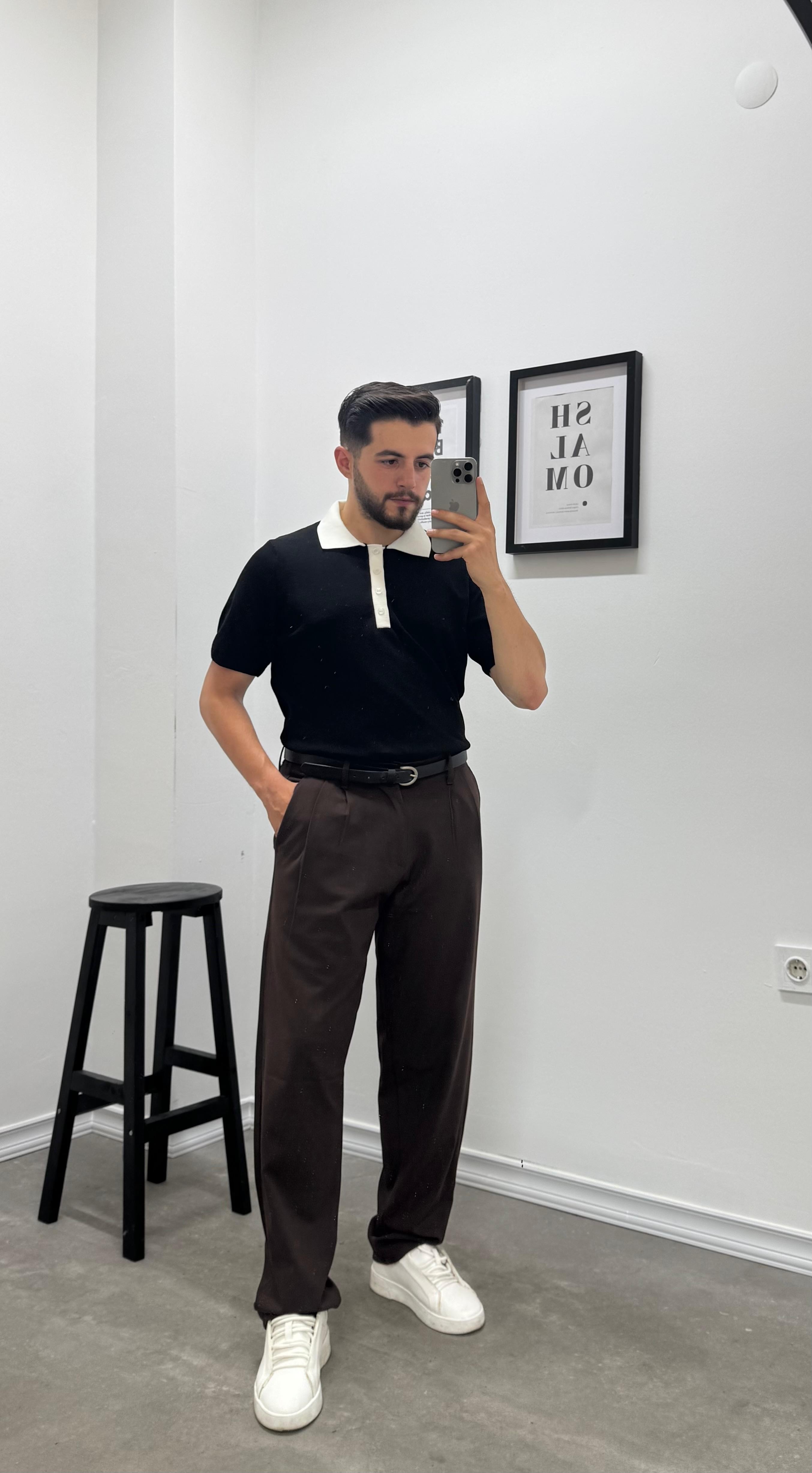 OLD MONEY POLO YAKA TRİKO - SİYAH