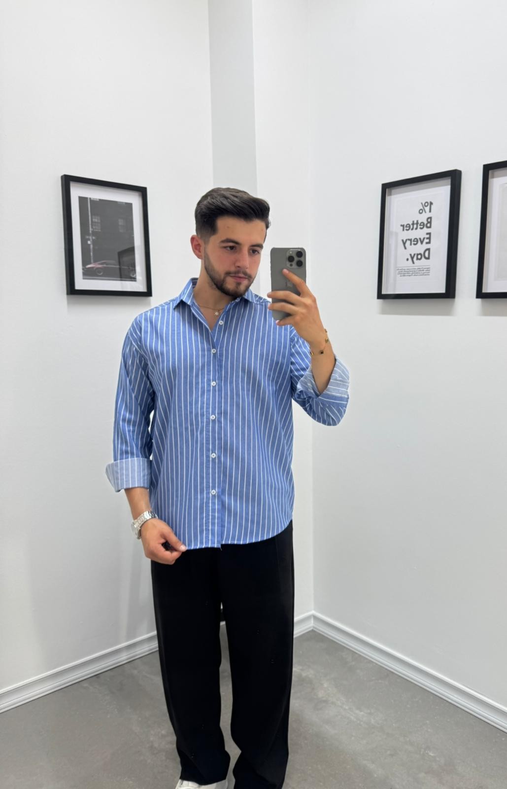 OVERSIZE ÇİZGİLİ GÖMLEK