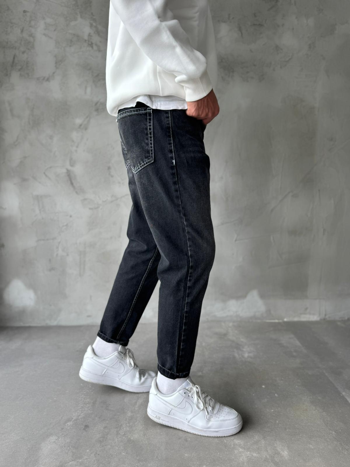 Antrasit Dikiş Detaylı Boyfriend Jean