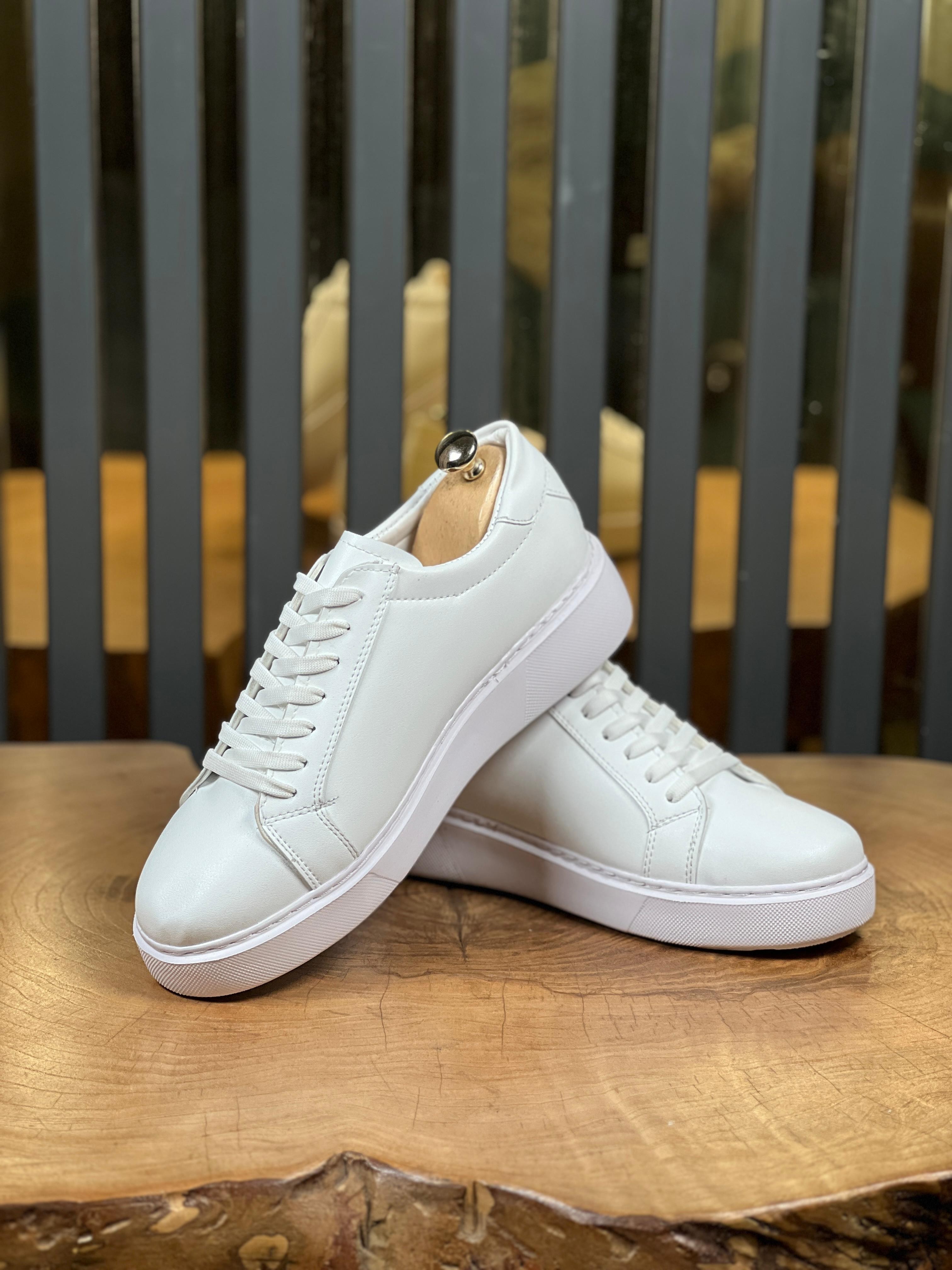 EVA TABAN DERİ SNEAKER - BEYAZ