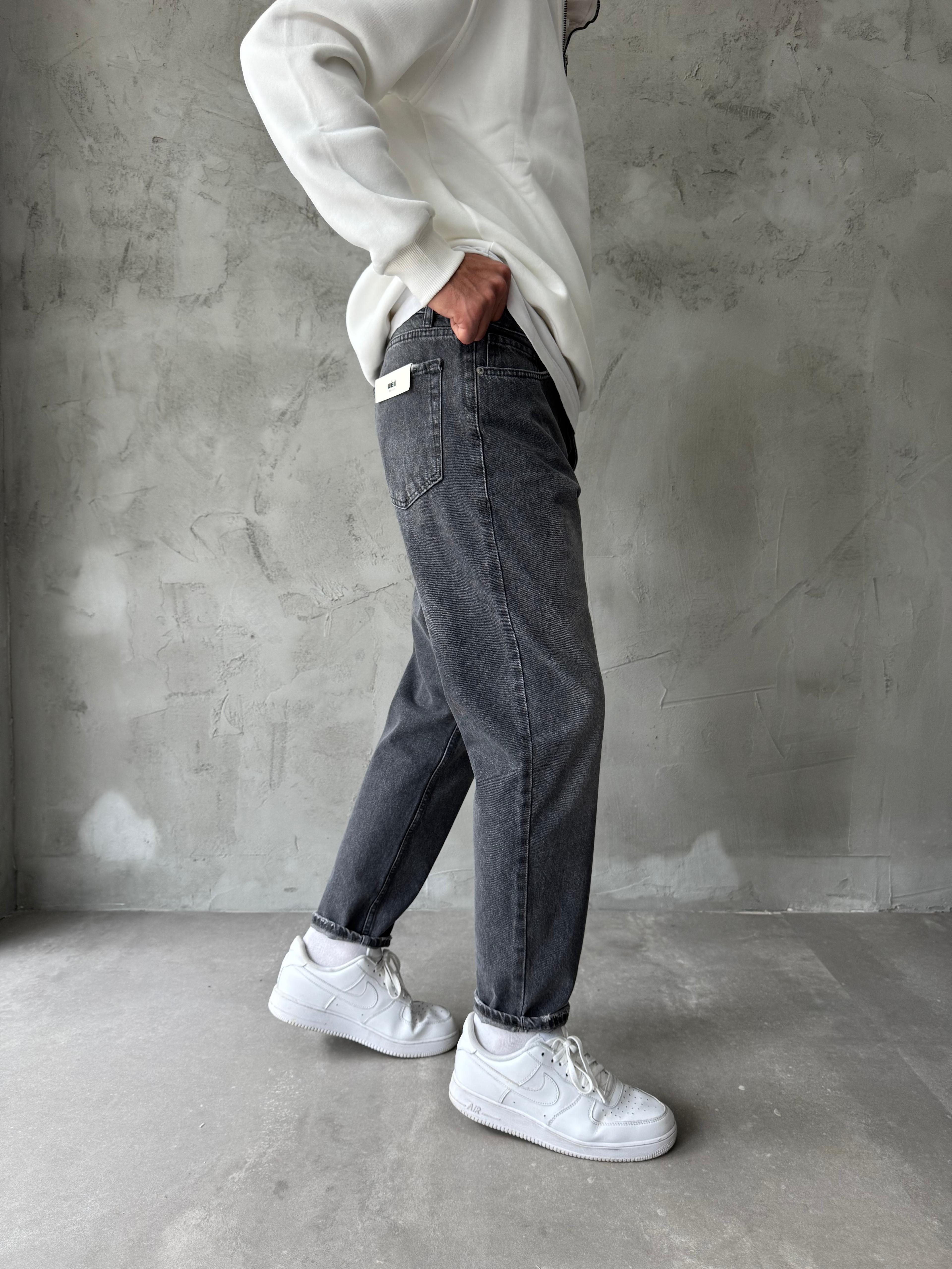 Gri Eskitme Premium Boyfriend Jean