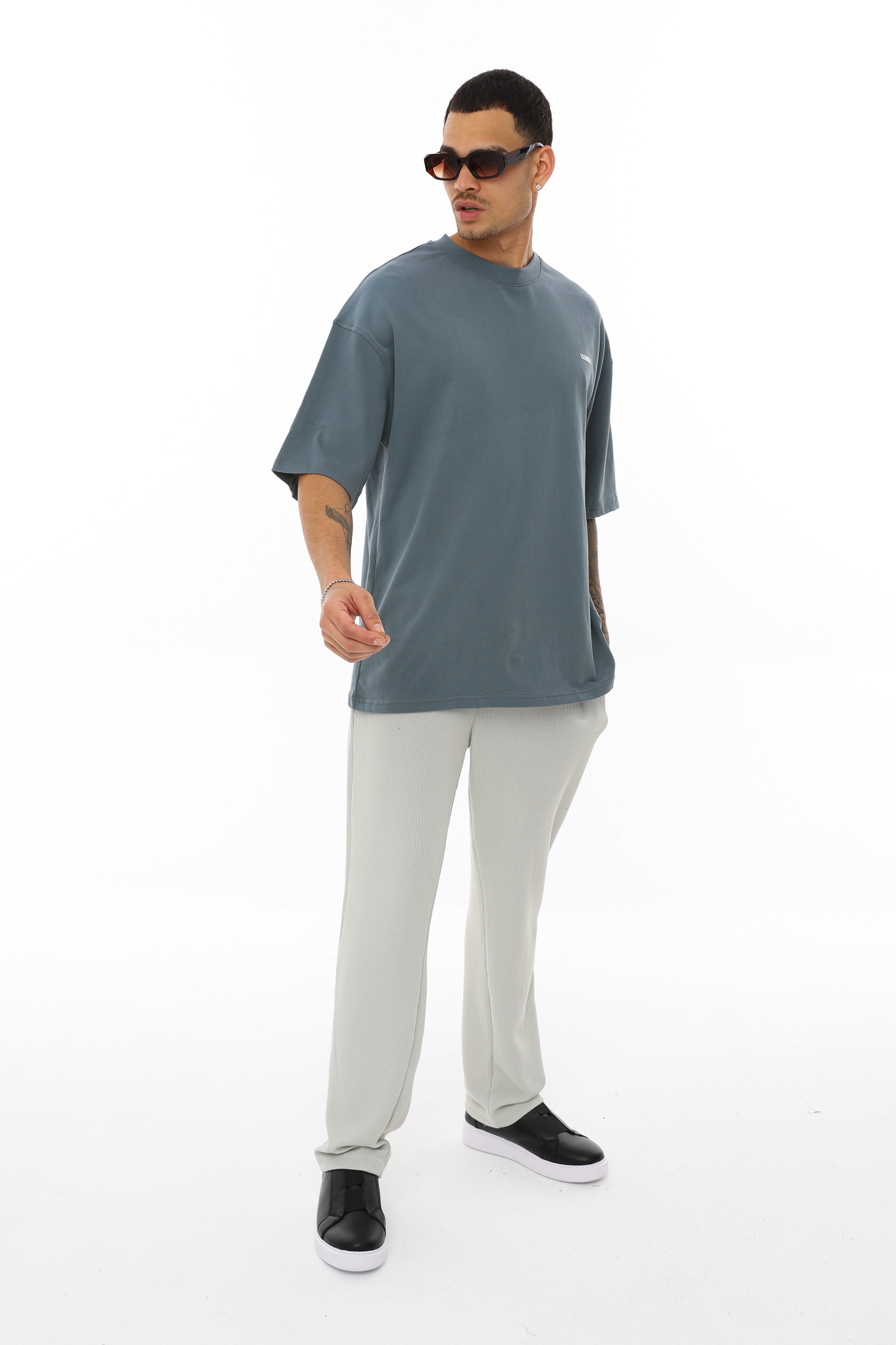 OVERSIZE ÖN BASKILI T-SHIRT - FÜME