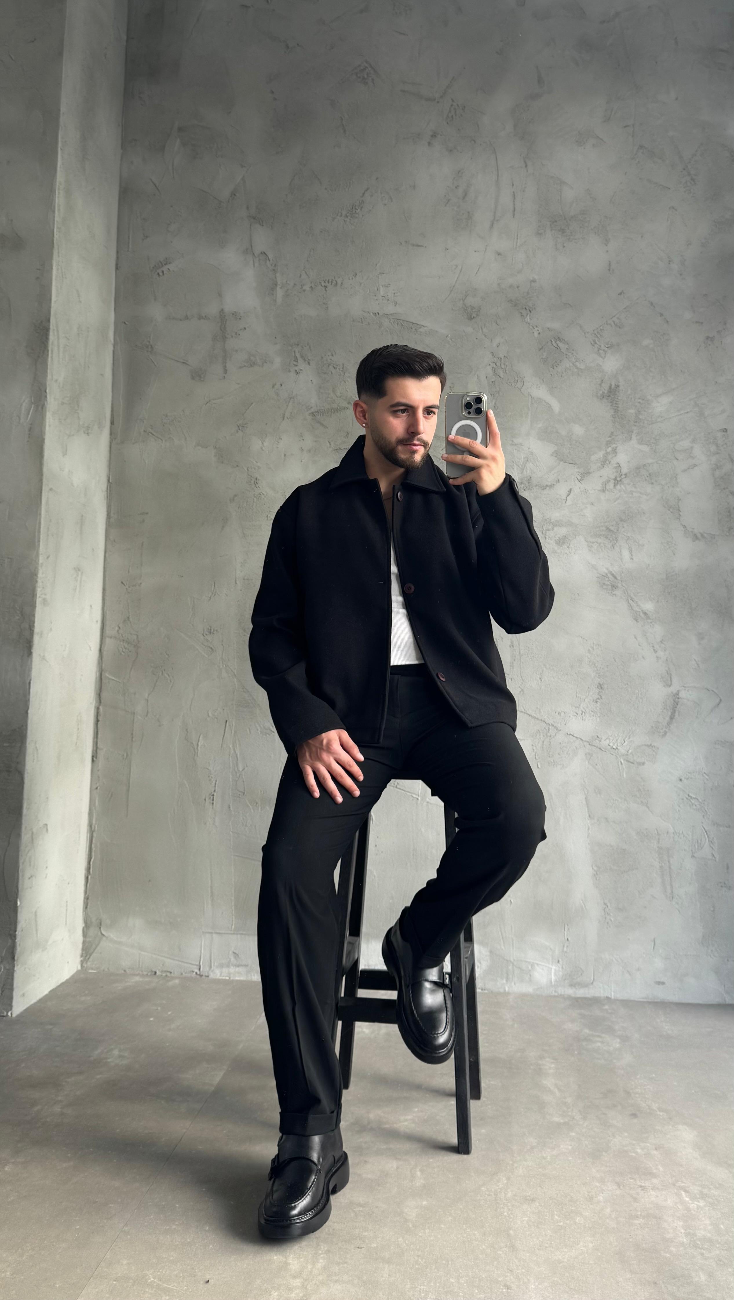 Siyah Premium Kaşe Ceket