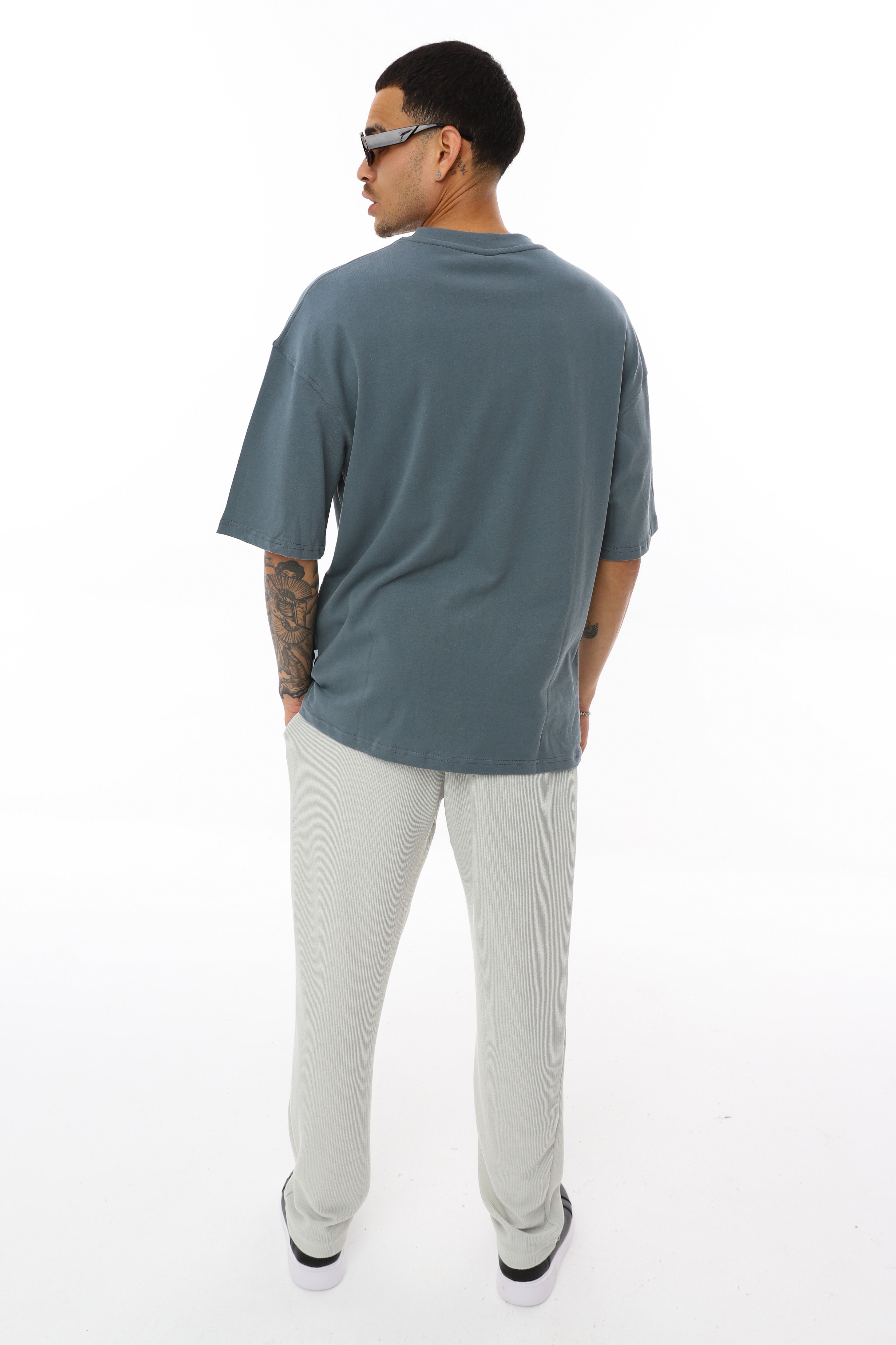 OVERSIZE ÖN BASKILI T-SHIRT - FÜME