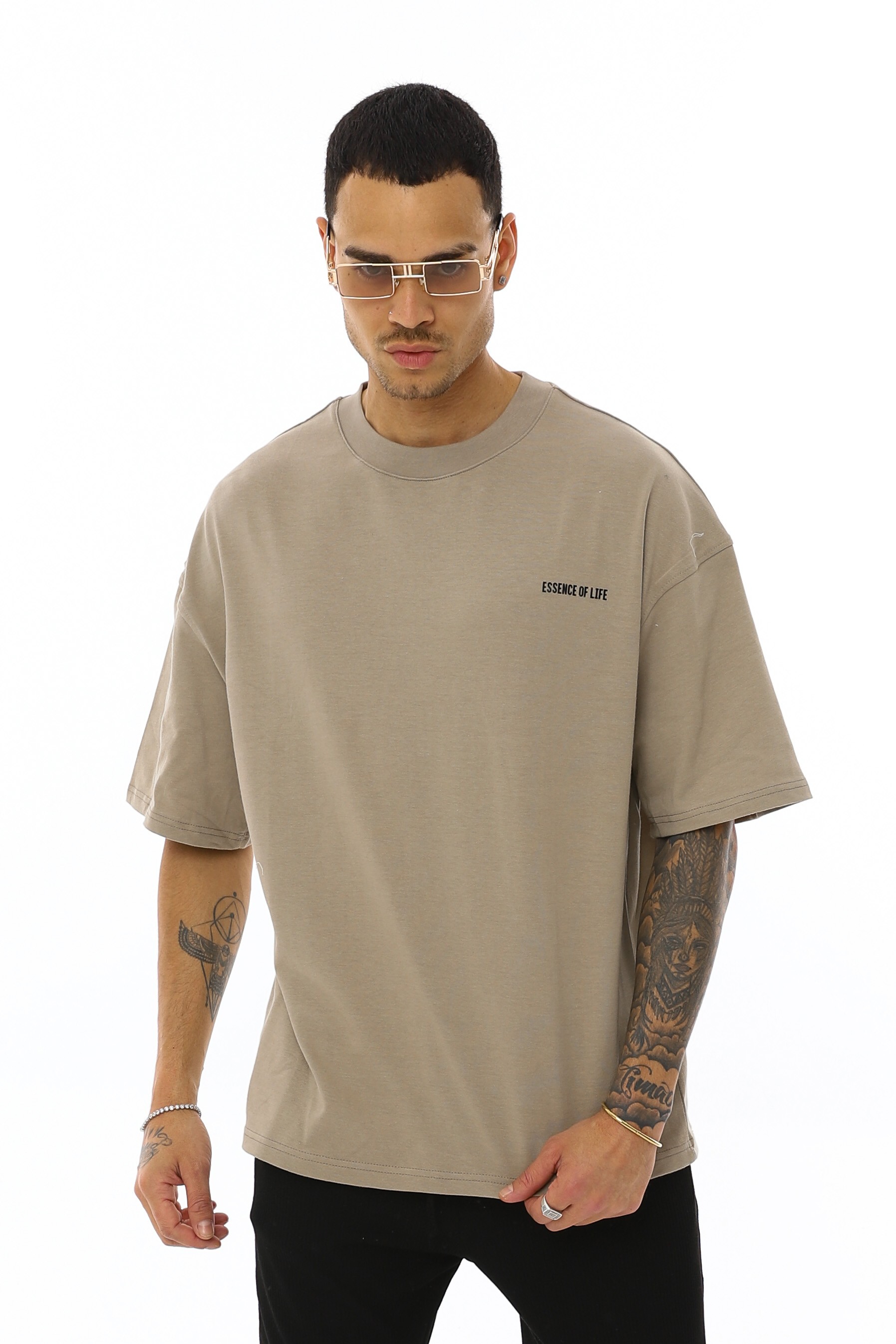 OVERSIZE ÖN BASKILI T-SHIRT - HAKİ