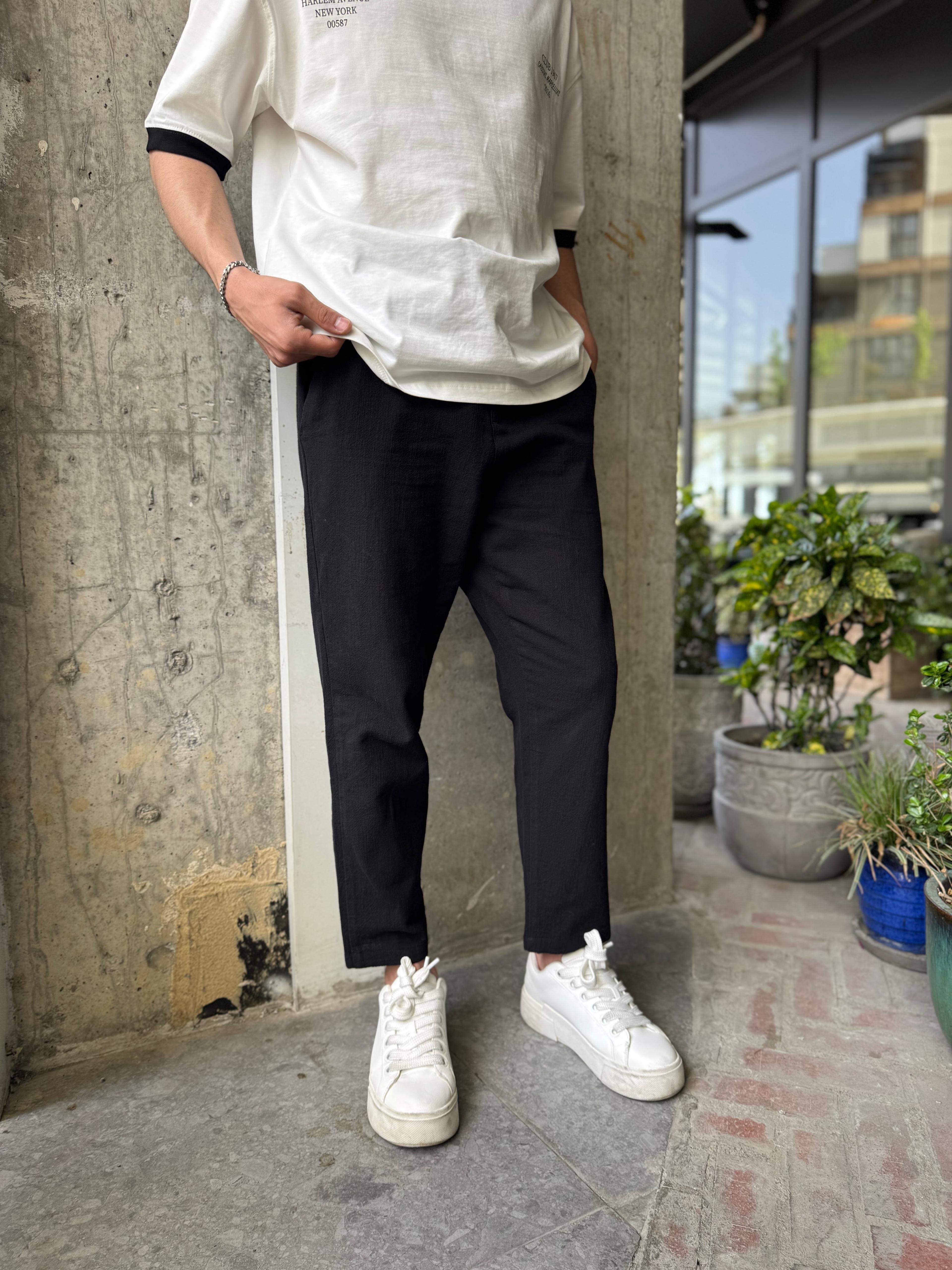 GİESTO BOYFRİEND KALIP KETEN PANTOLON - BEYAZ