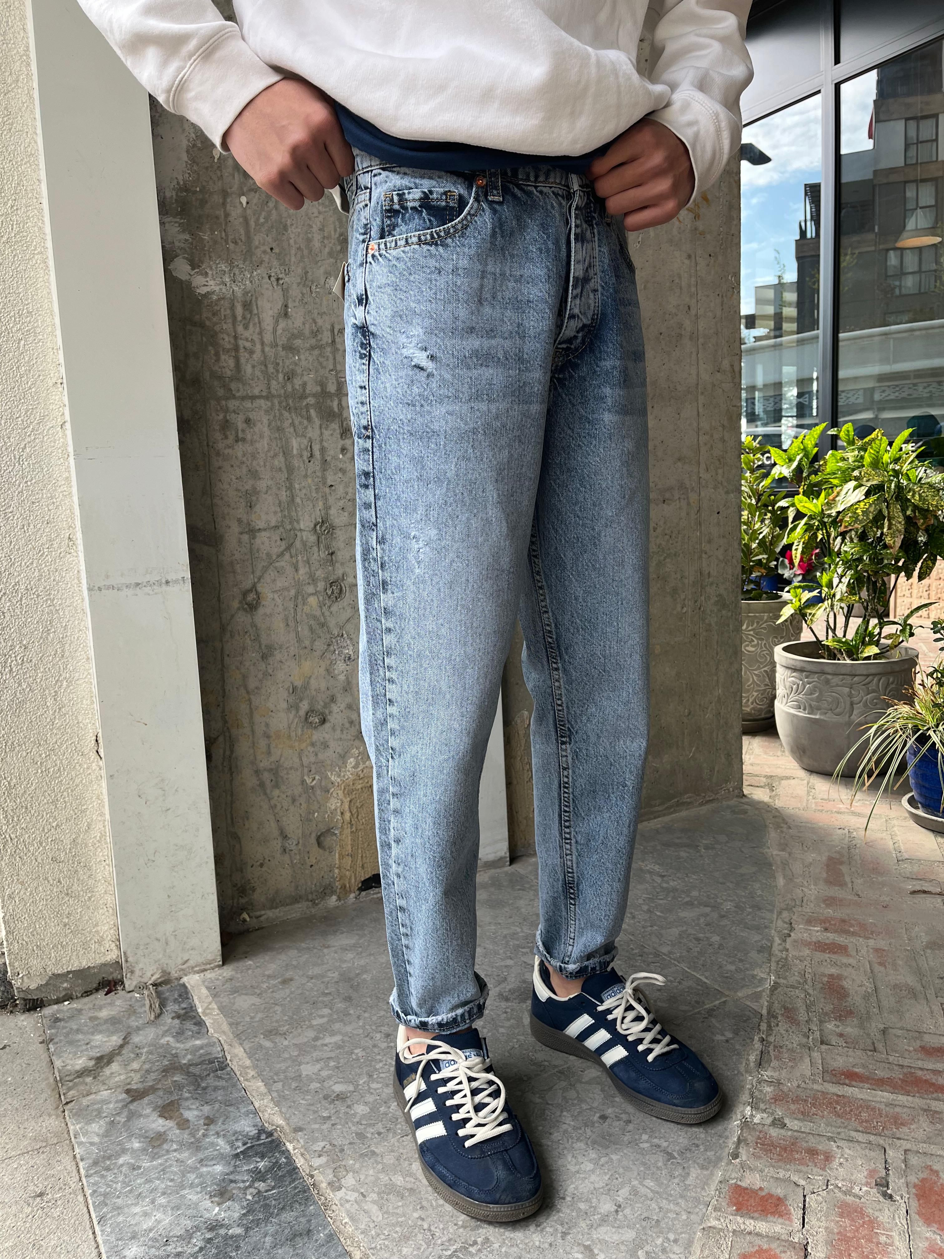 MAVİ TAŞLANMIŞ BOYFRİEN JEAN - MAVİ