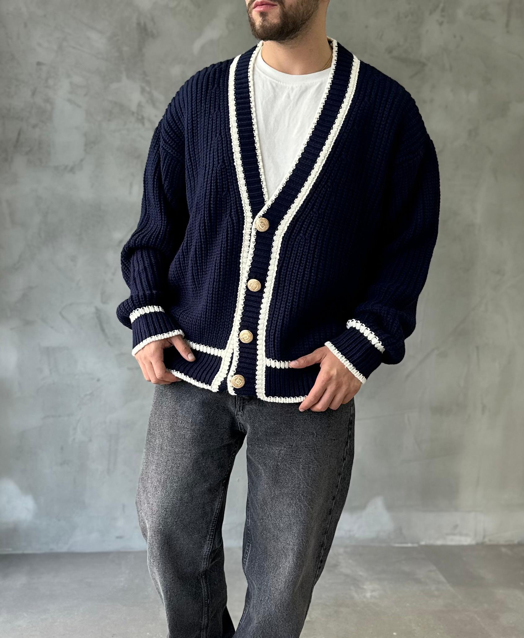 Giesto Özel Seri Old Money Lacivert Örme Hırka