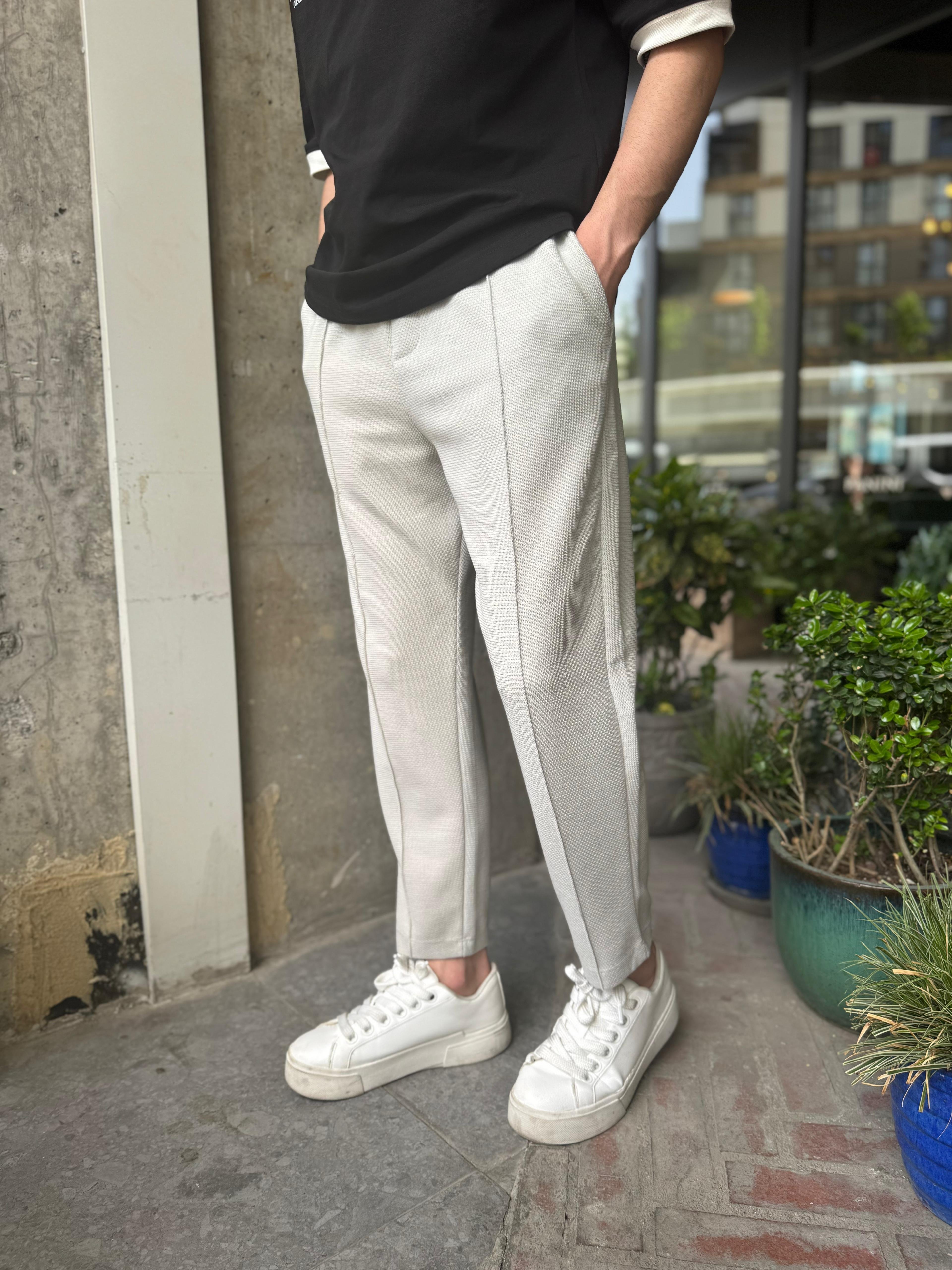 ÇIMALI ÖRME BOYFRIEND JOGGER - GRİ