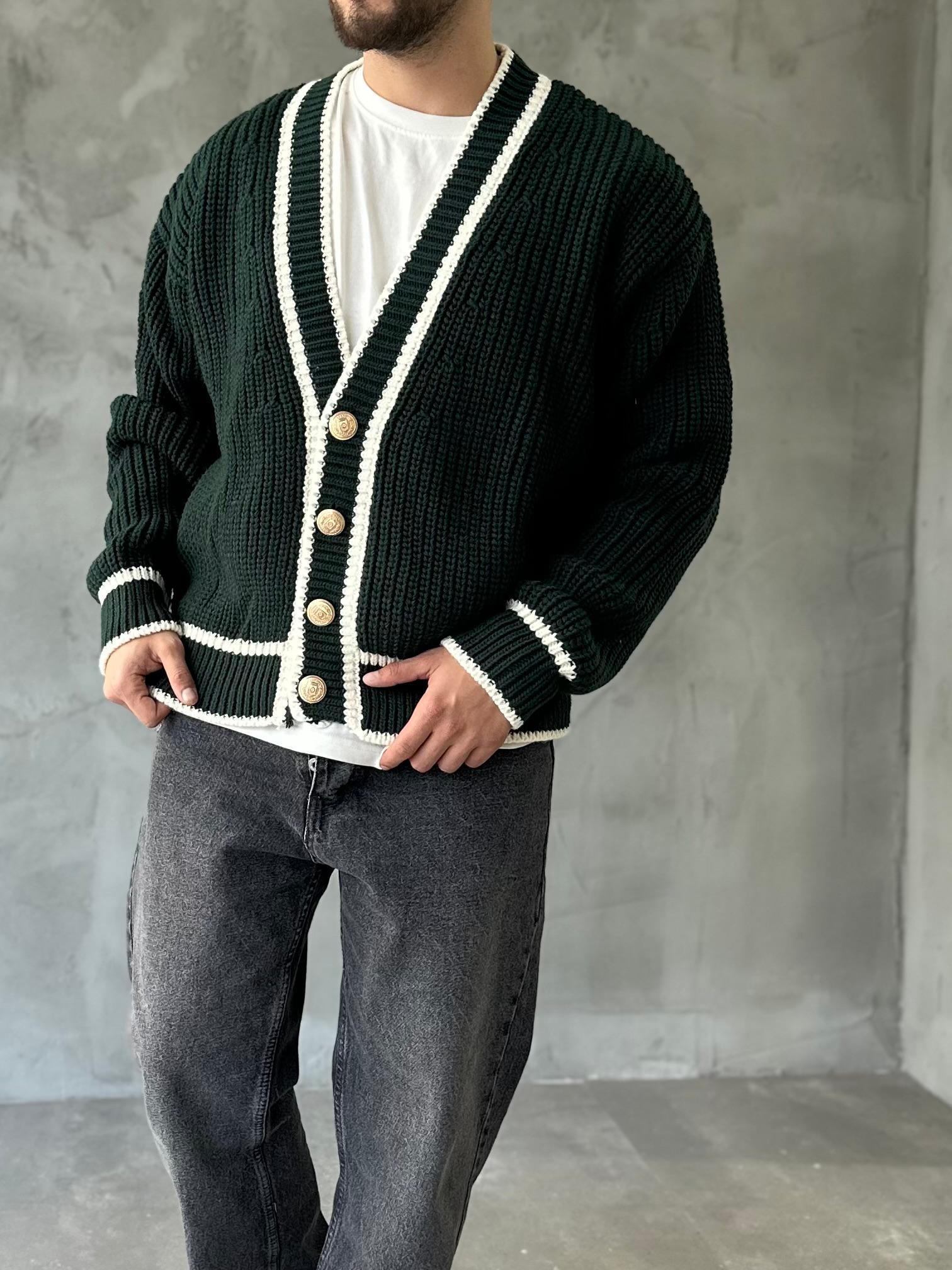 Giesto Özel Seri Old Money Haki Örme Hırka