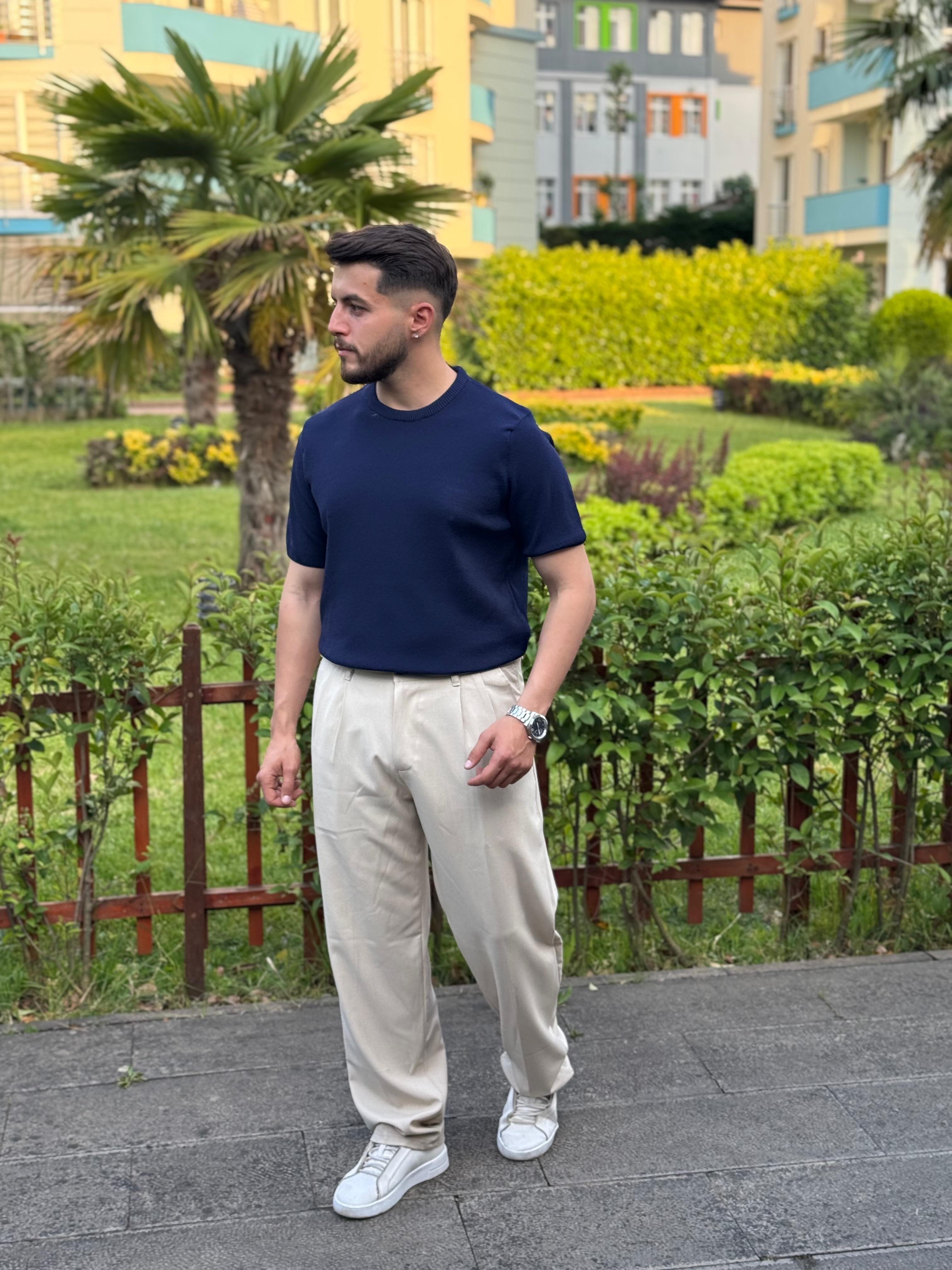 BASIC TRİKO T-SHİRT - LACİVERT