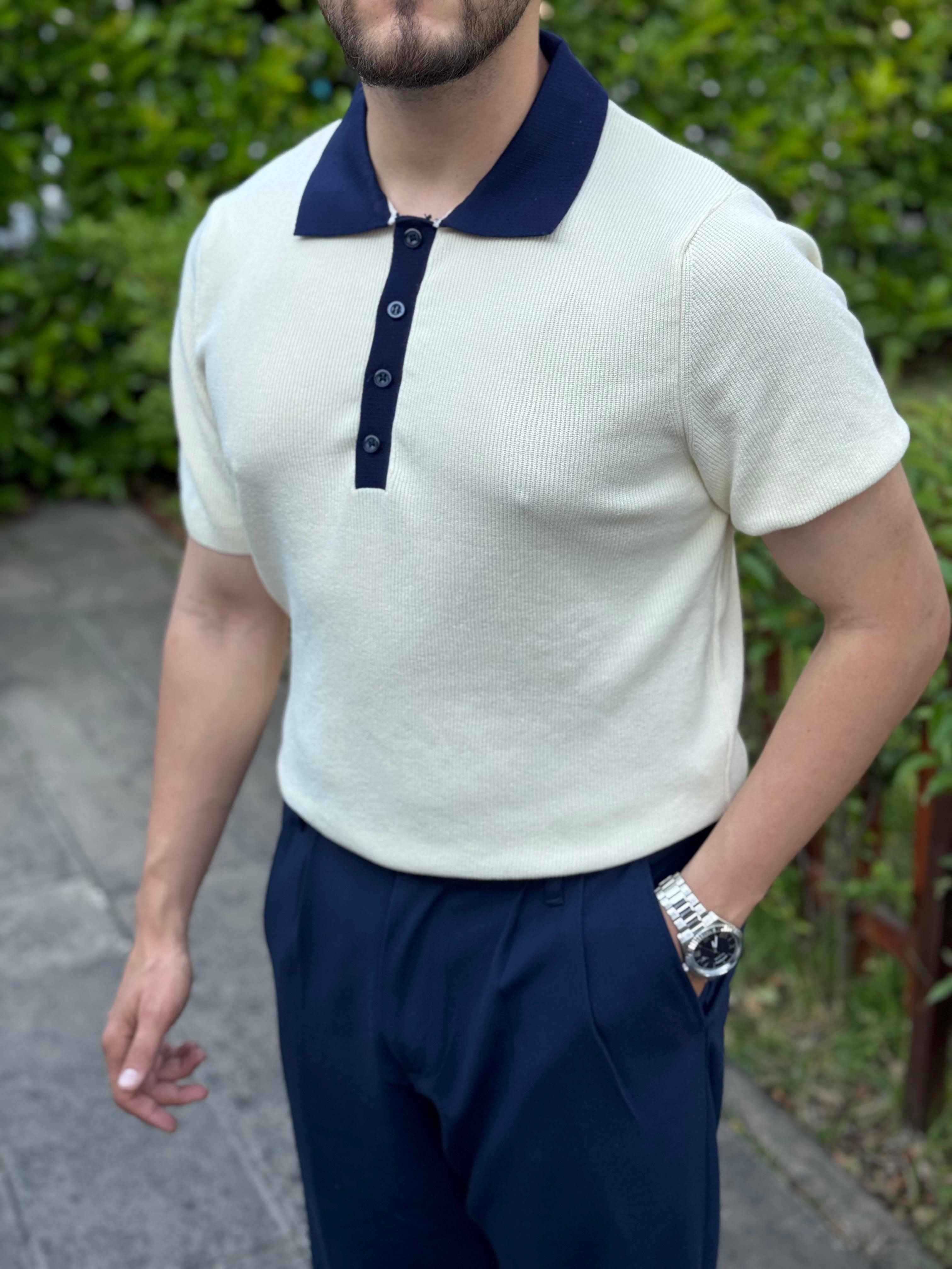 OLD MONEY POLO YAKA TRİKO - KREM