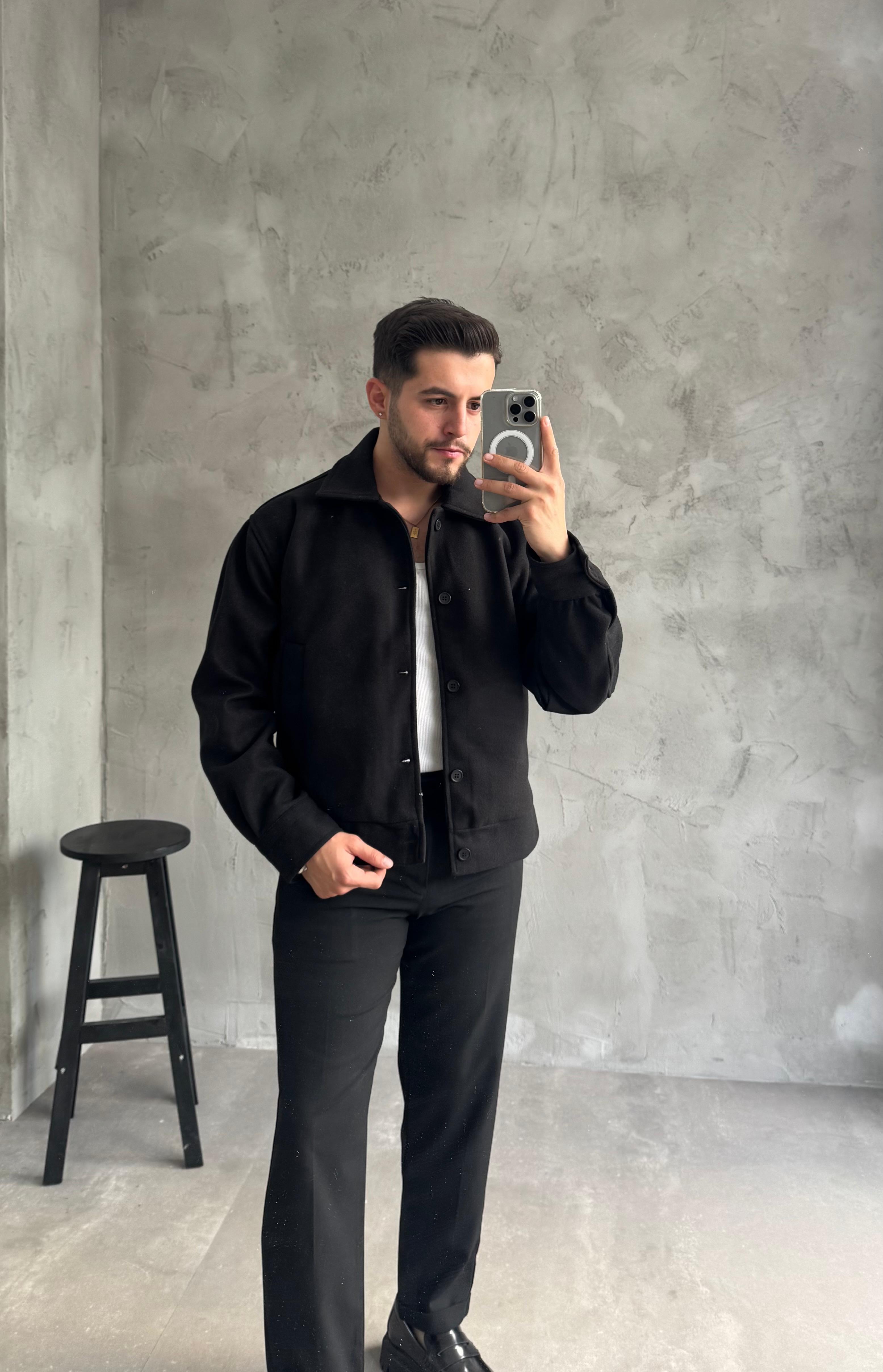 Siyah Premium Kaşe Ceket