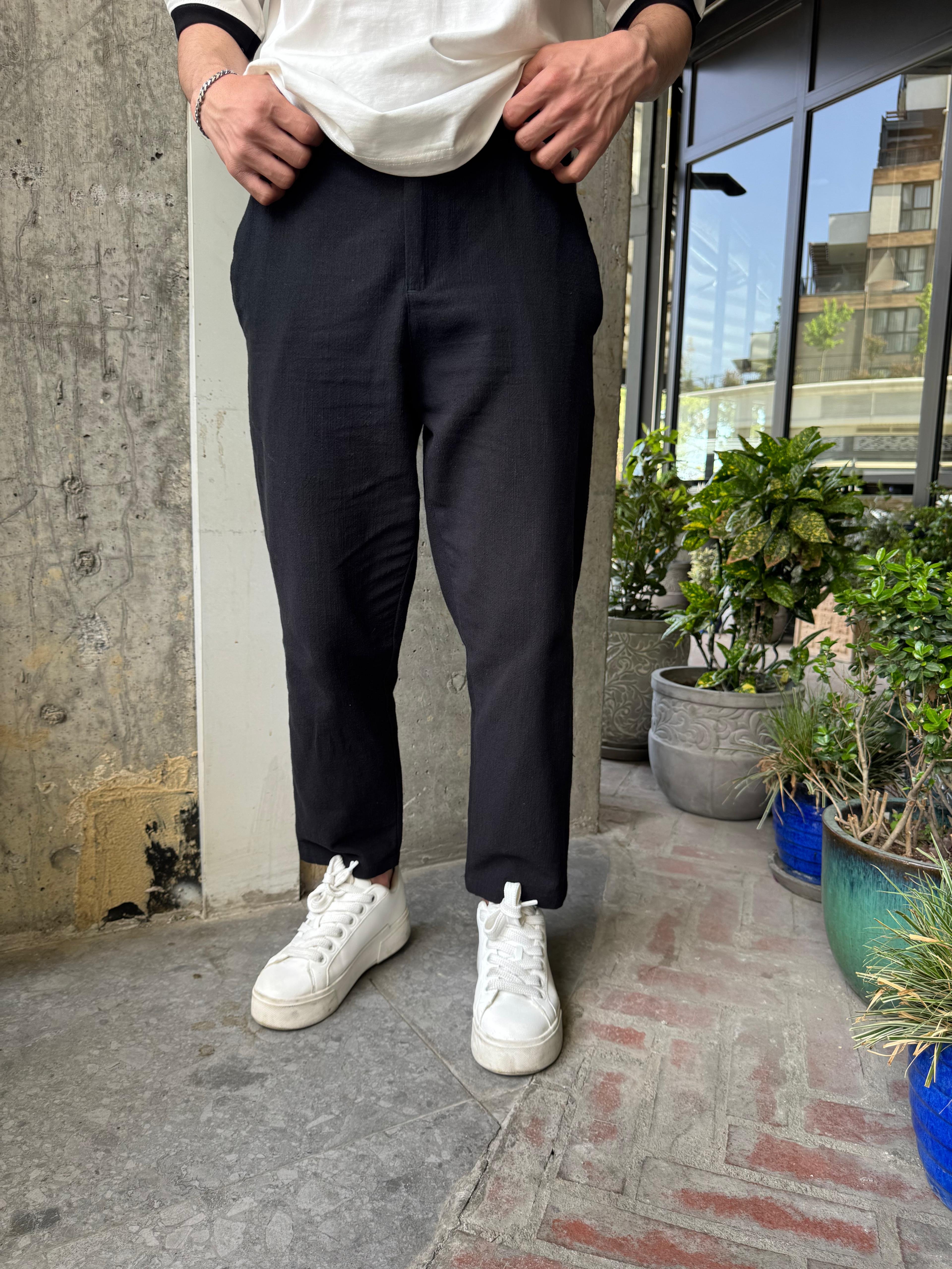 GİESTO BOYFRİEND KALIP KETEN PANTOLON - BEYAZ