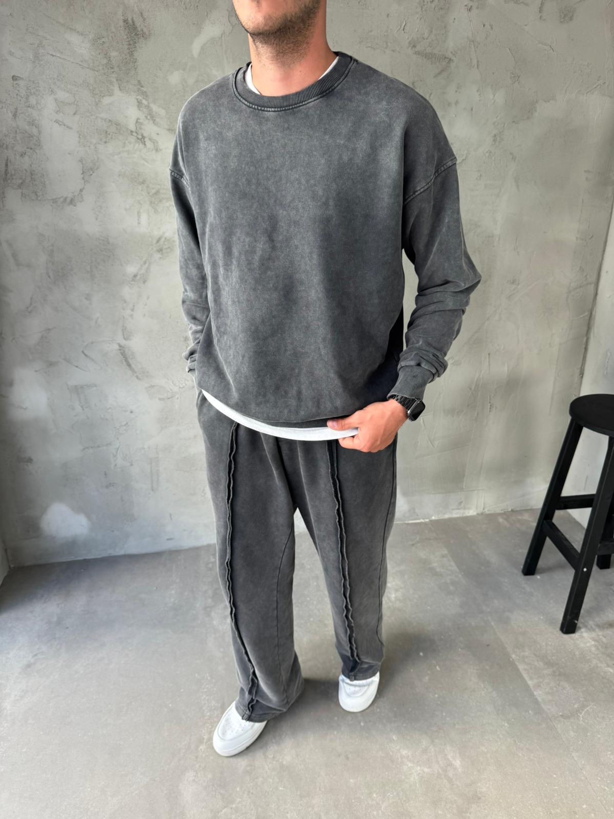 Antrasit Yıkamalı Oversize Eşofman Takımı