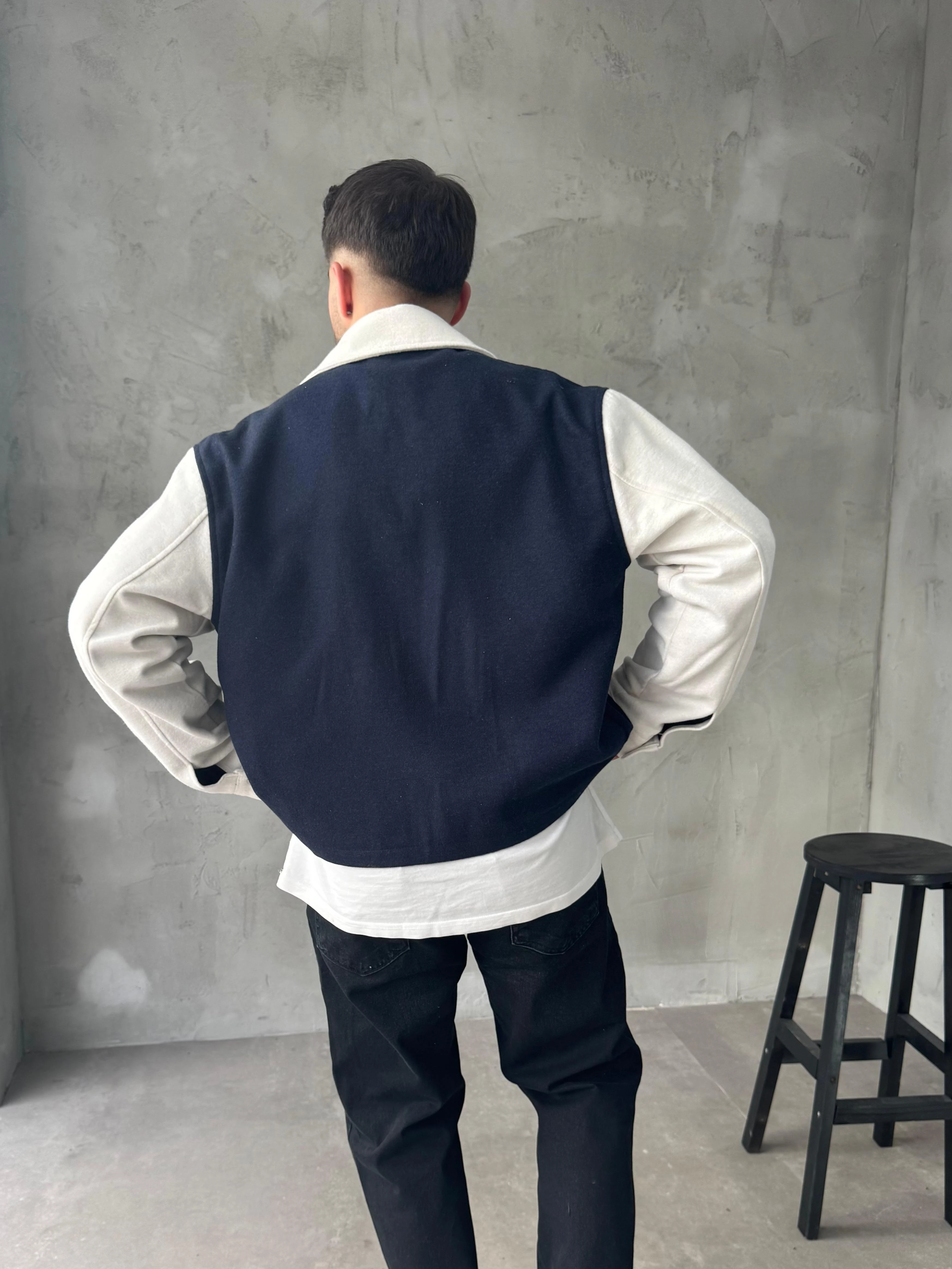 Lacivert Oversize Kolej Ceket