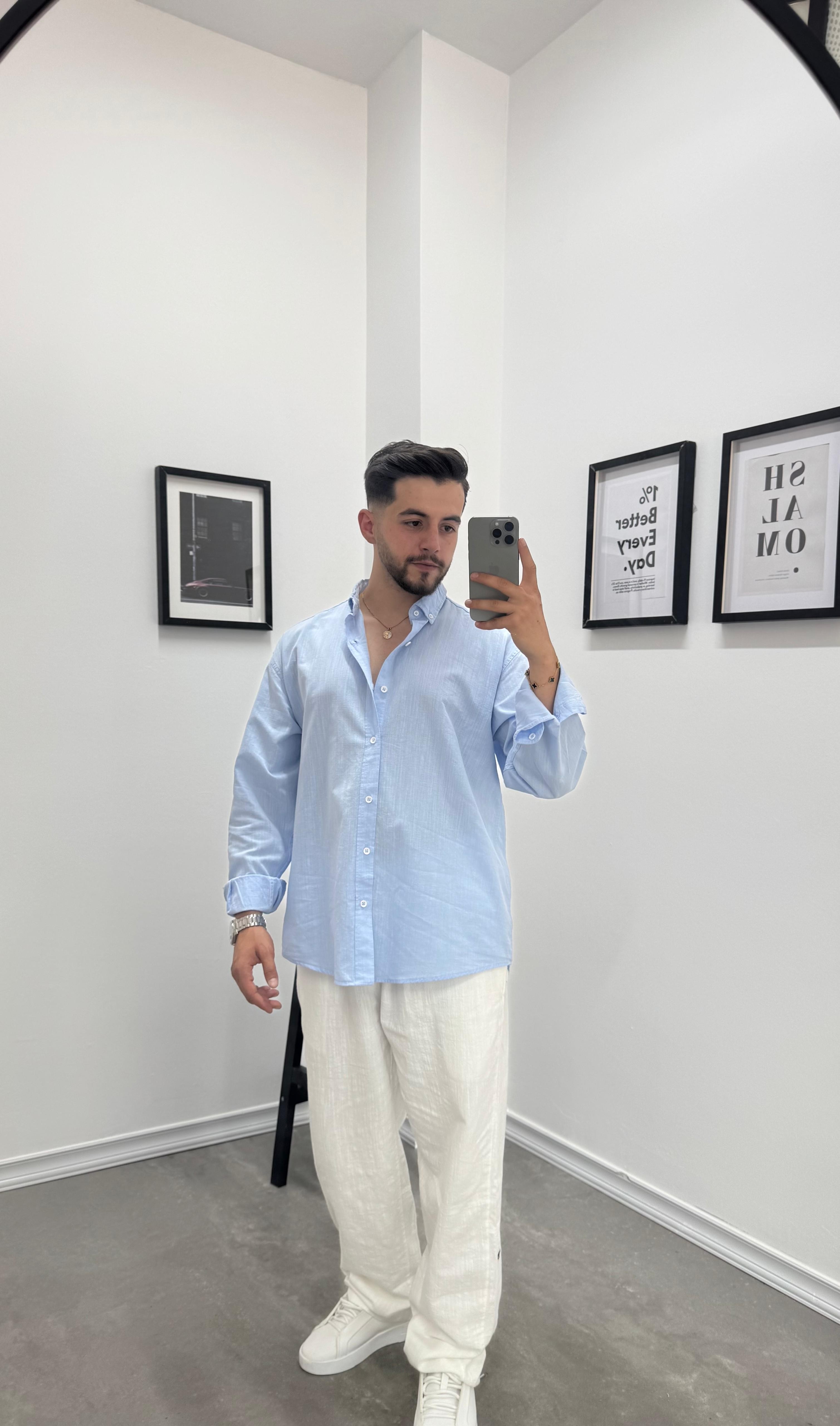 FRESH KETEN GÖMLEK  - BEBE MAVİ