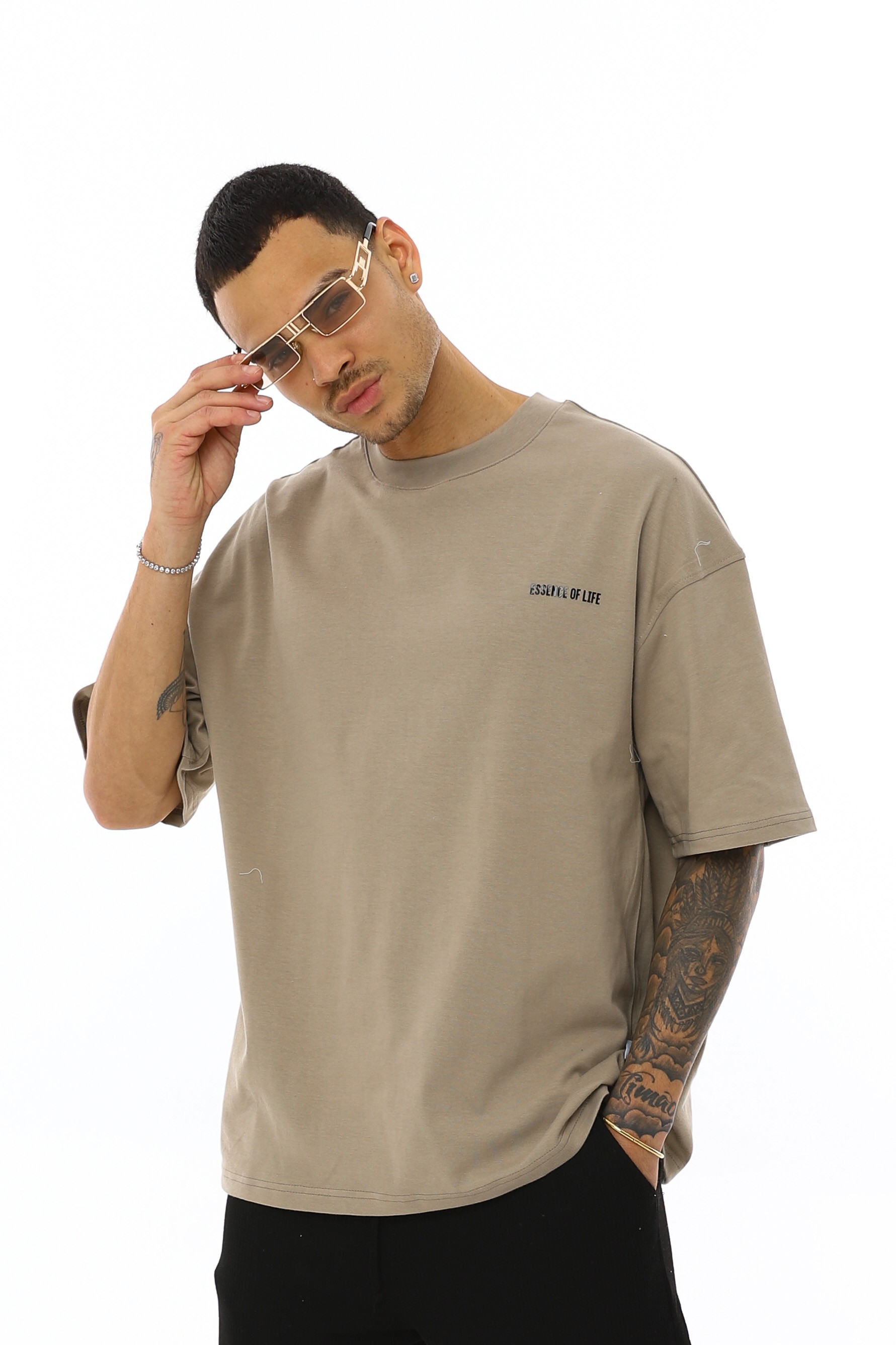 OVERSIZE ÖN BASKILI T-SHIRT - HAKİ