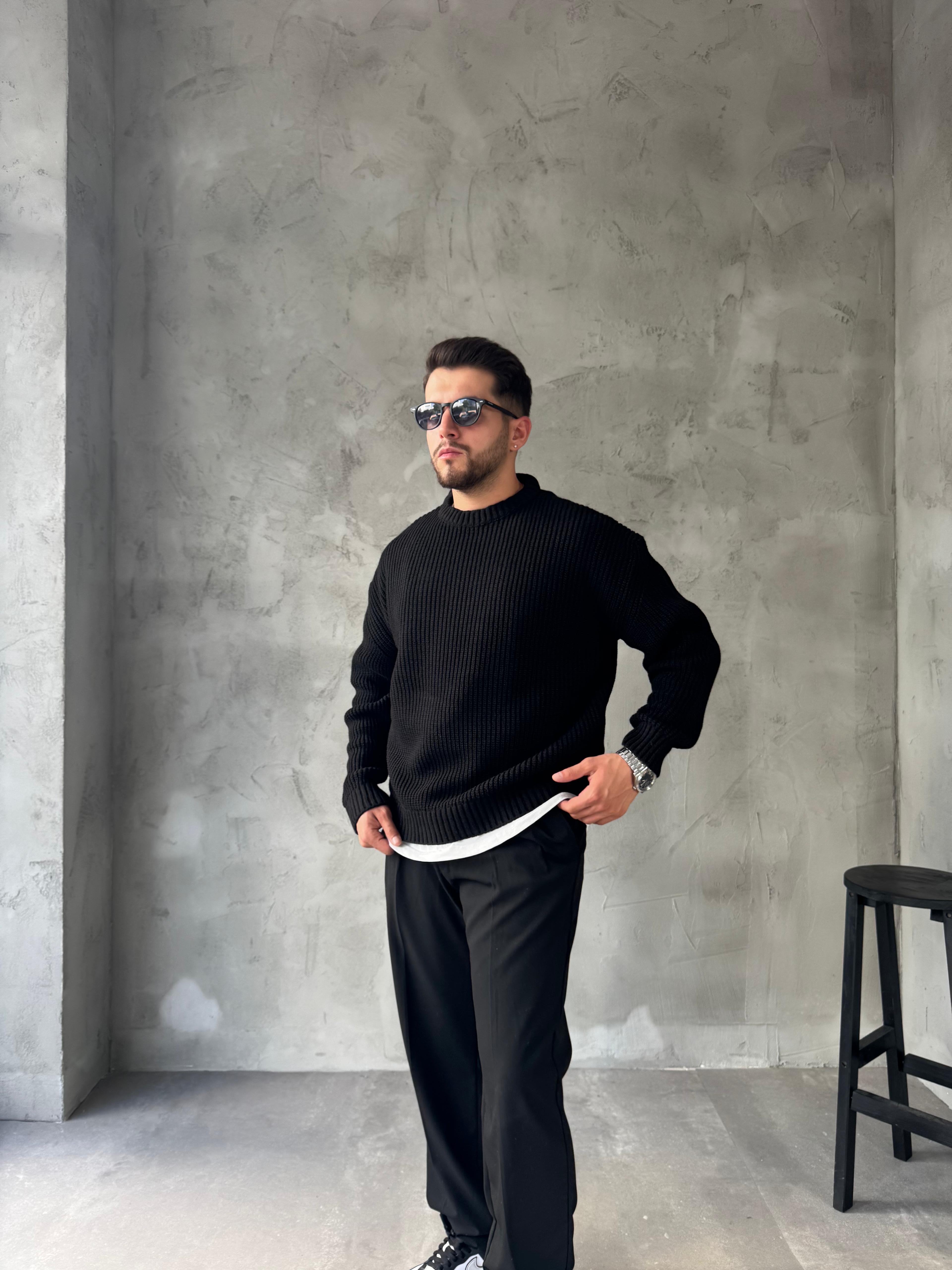 Siyah Basic Triko Kazak