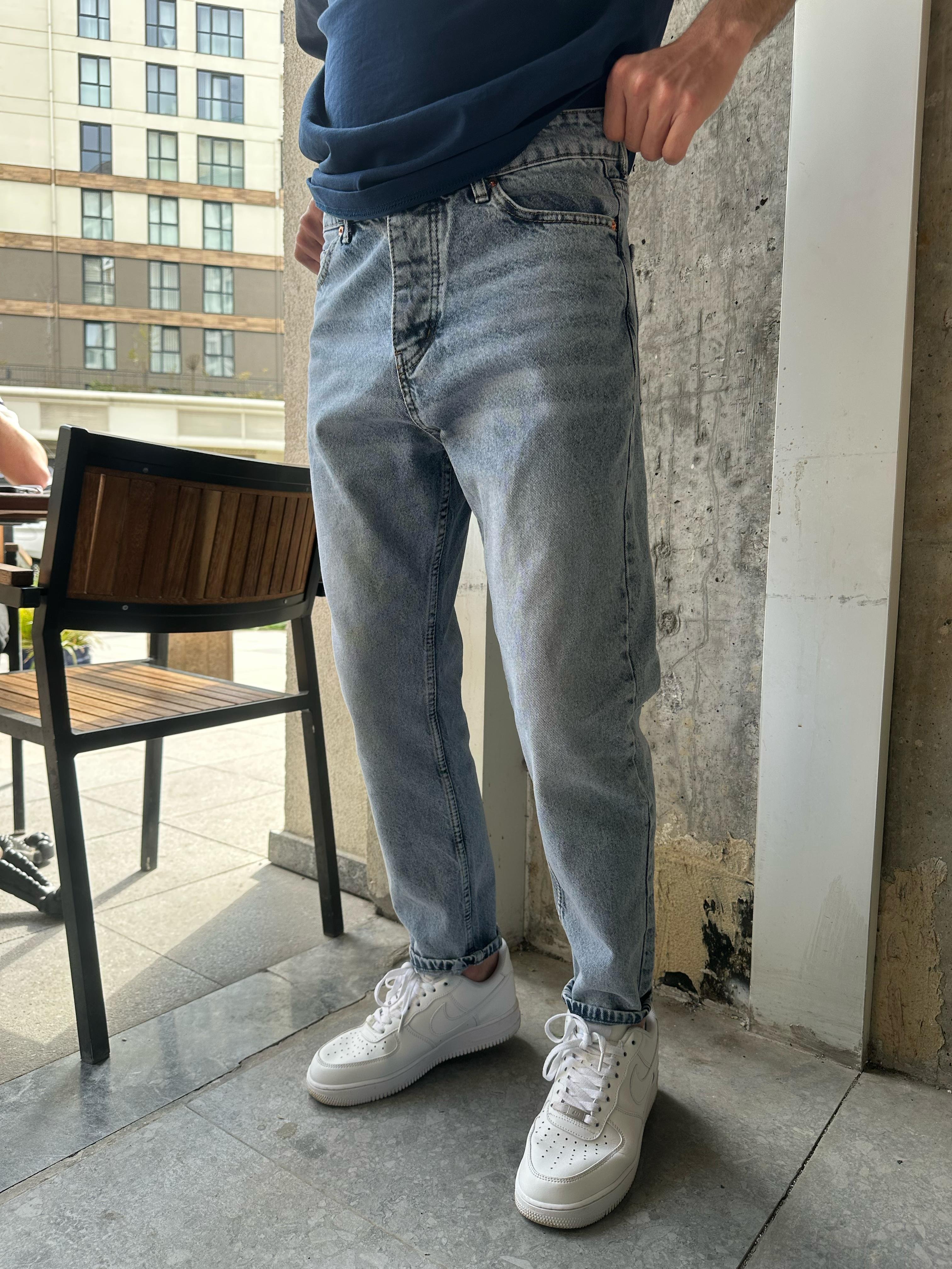 BUZ MAVİ YIKAMALI BOYFRİEND JEAN - MAVİ