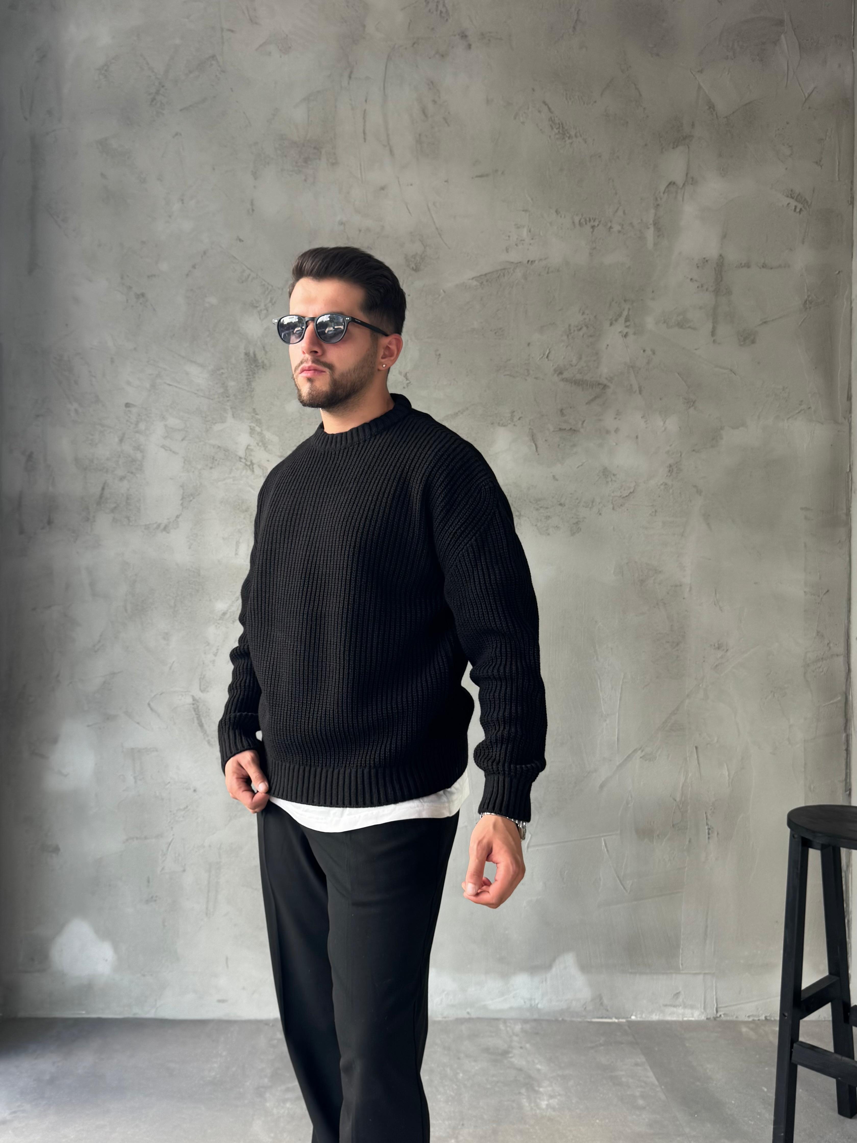 Siyah Basic Triko Kazak