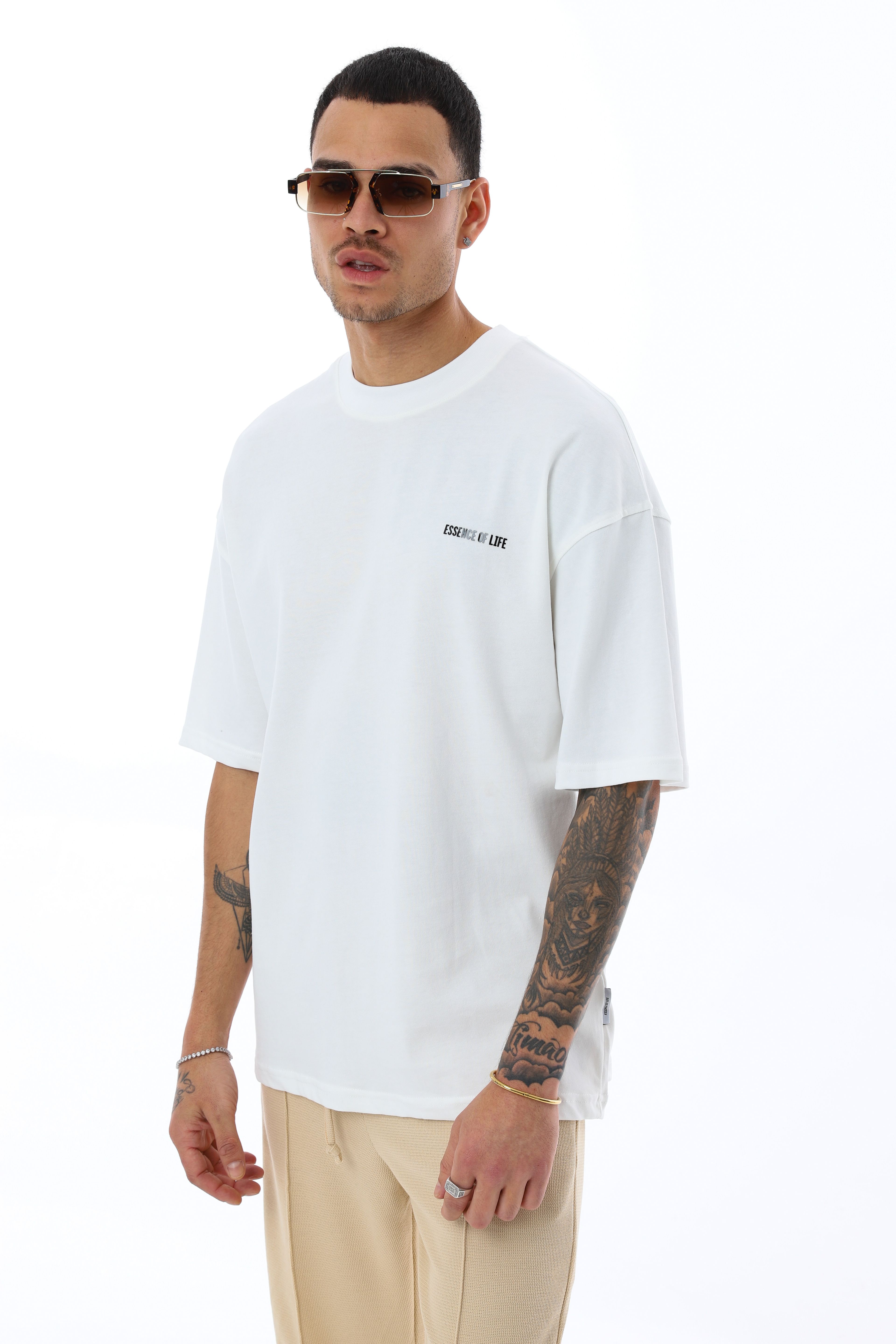 OVERSIZE ÖN BASKILI T-SHIRT - BEYAZ