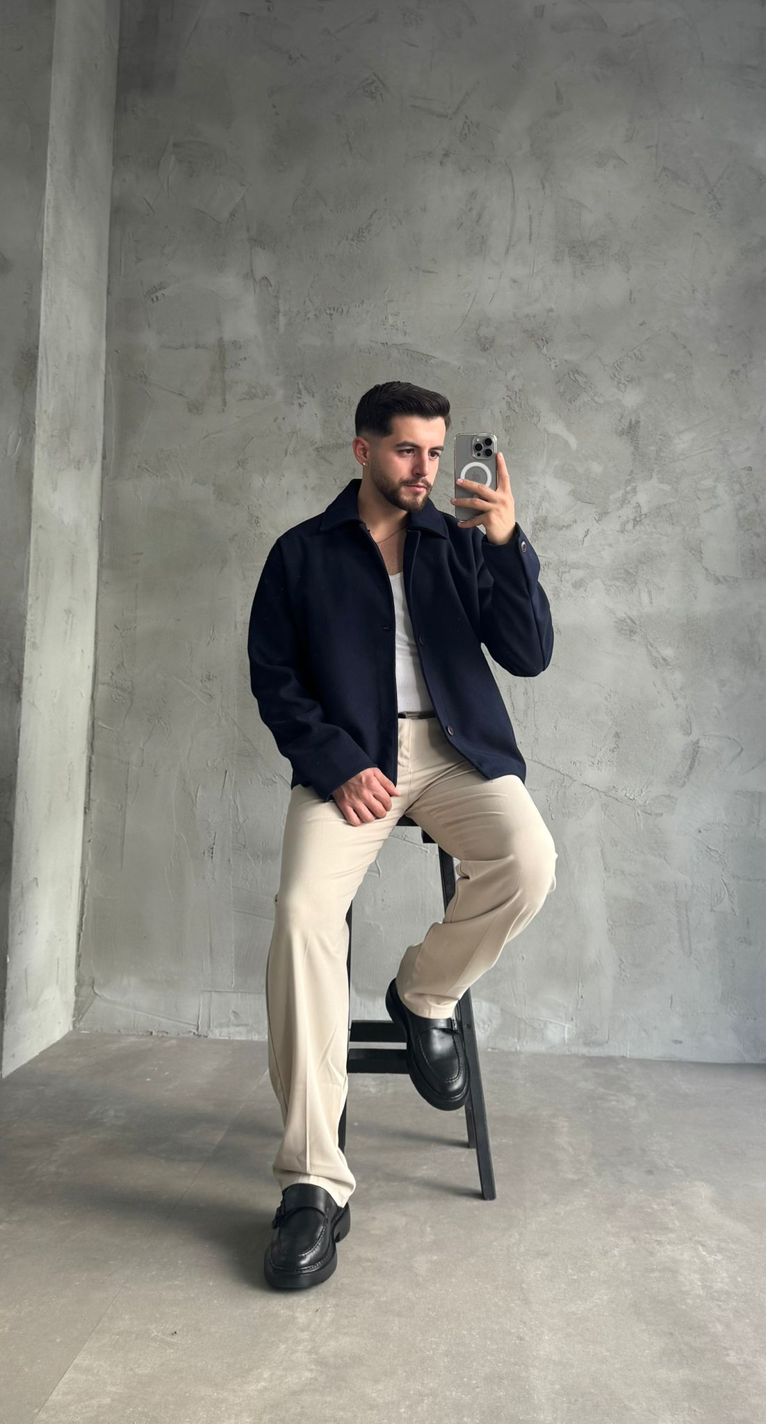 Lacivert Premium Kaşe Ceket