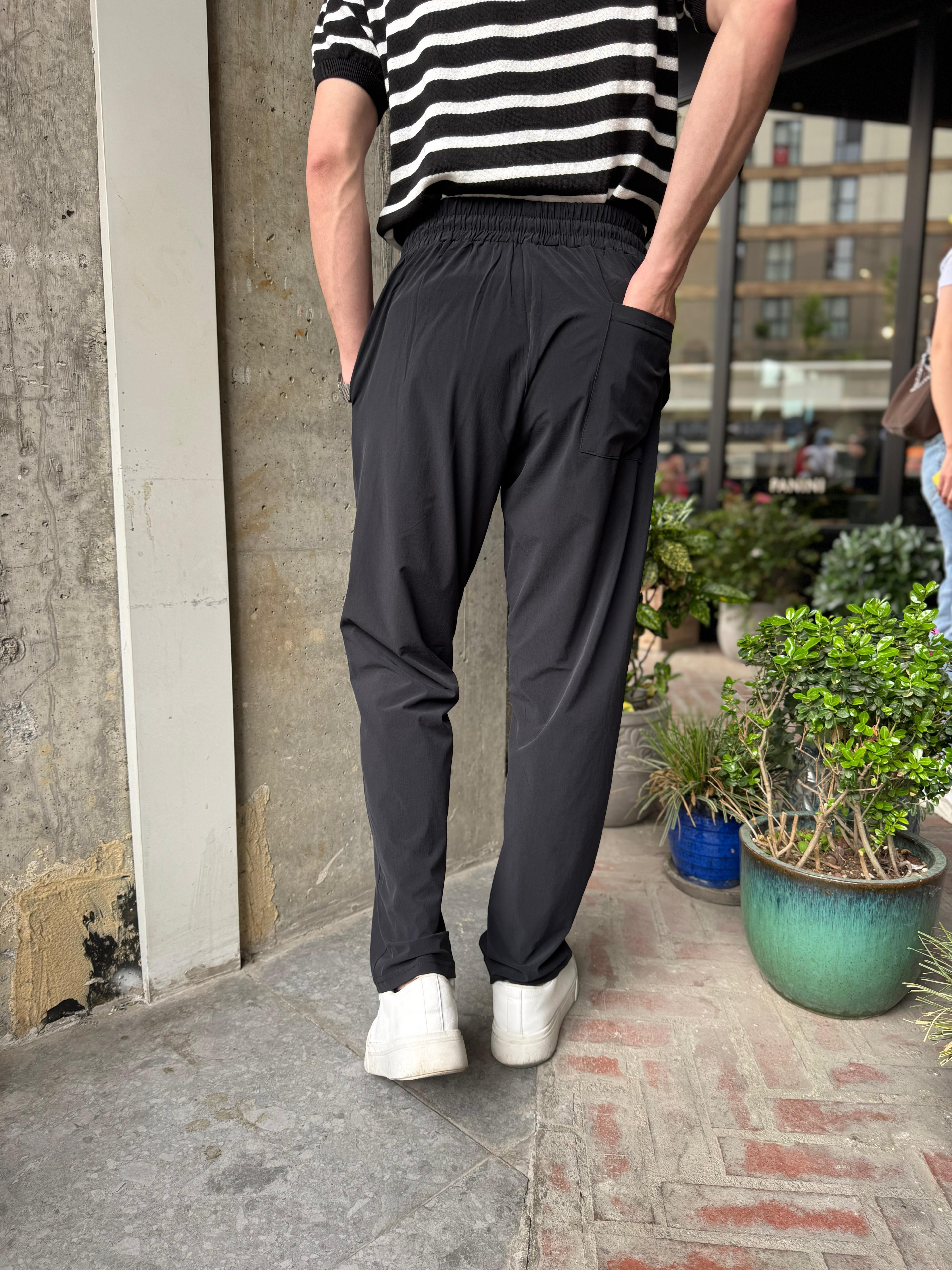 PARAŞÜT KUMAŞ İNCE JOGGER  - SİYAH