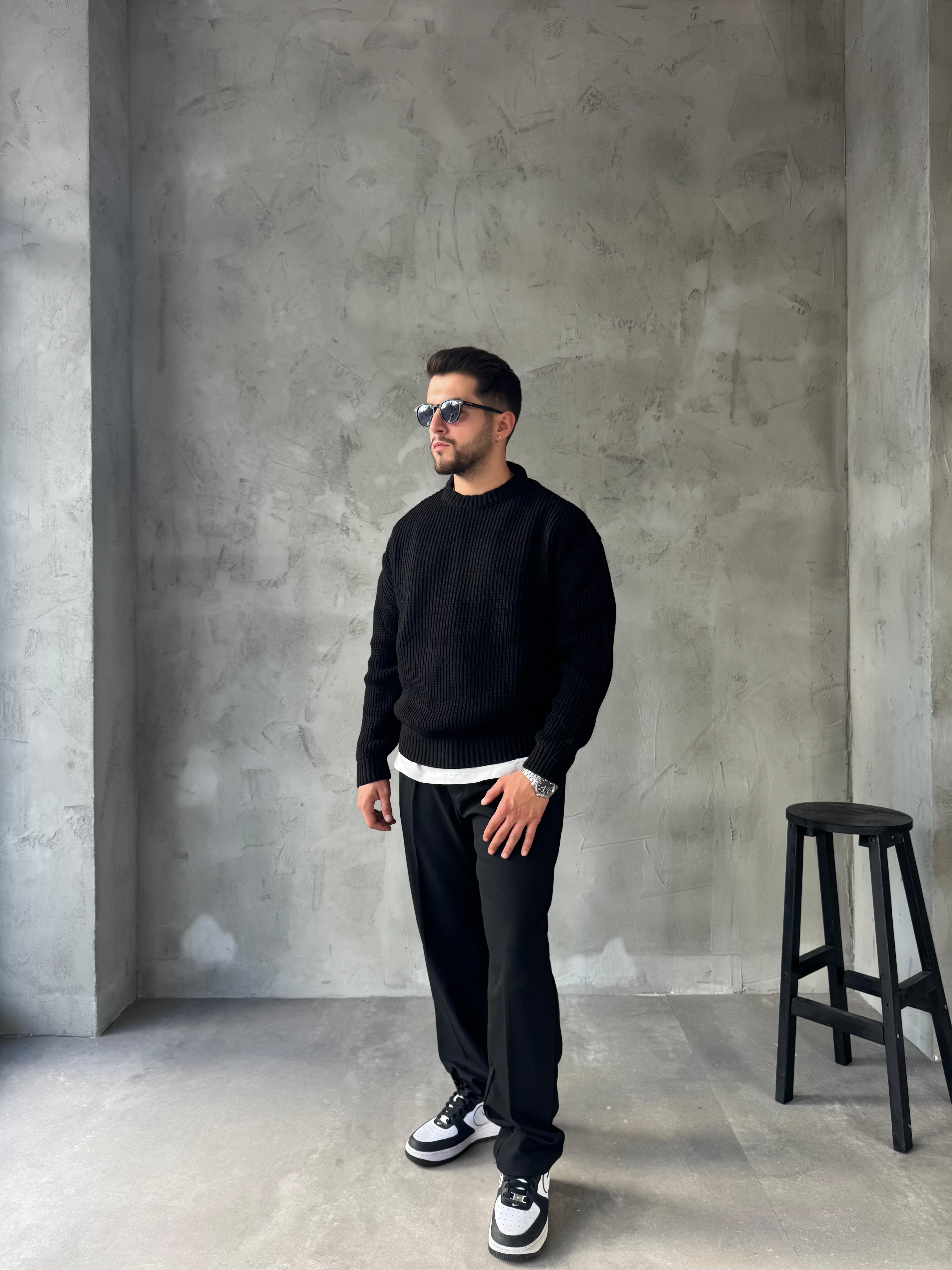 Siyah Basic Triko Kazak